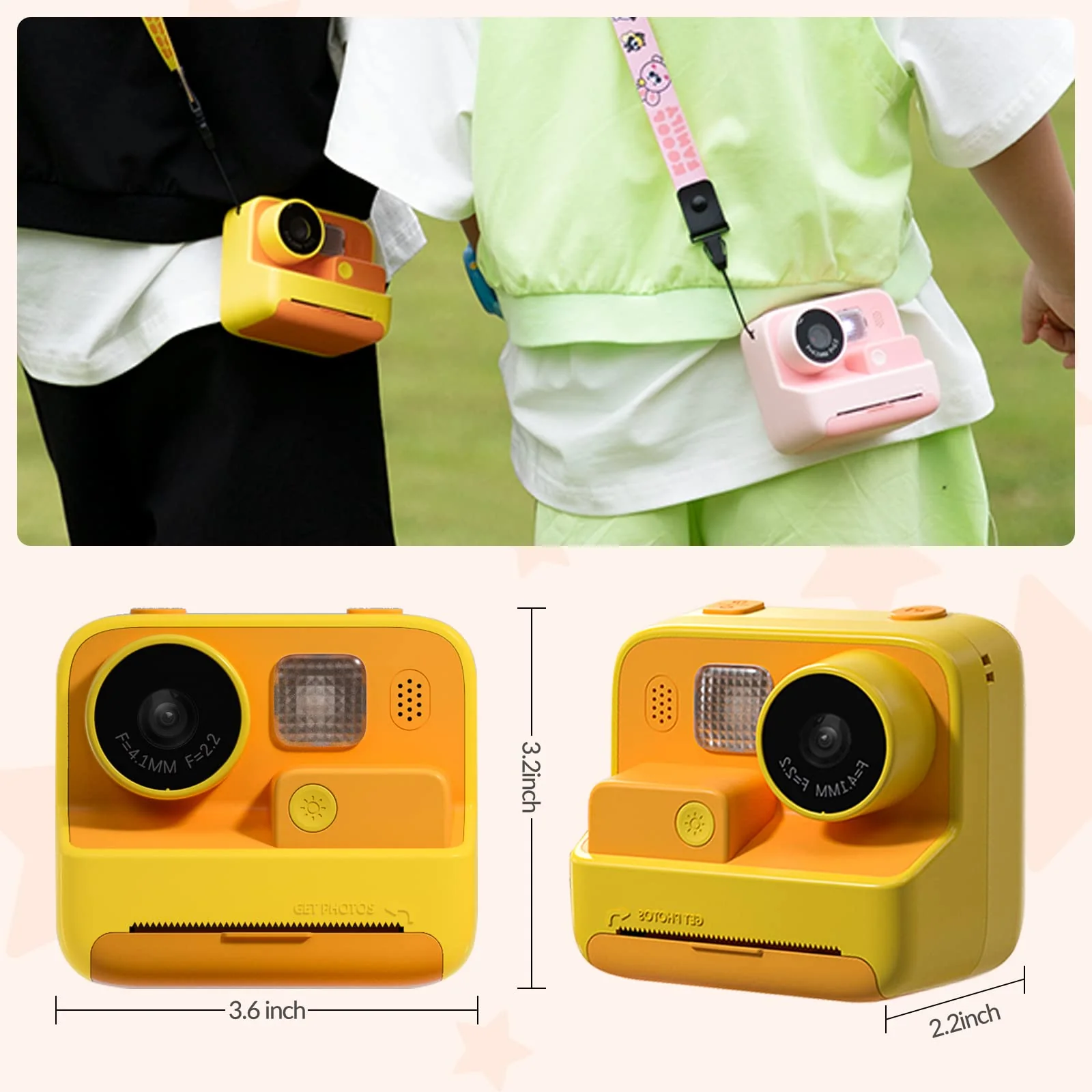 Mafiti Kids Camera Instant Print, 48MP Digital Camera Selfie 1080P Video with 32G TF Card, Toys Gifts for Girls Boys Aged 3-12 for Christmas/Birthday/Holiday (Orange) - Image 2