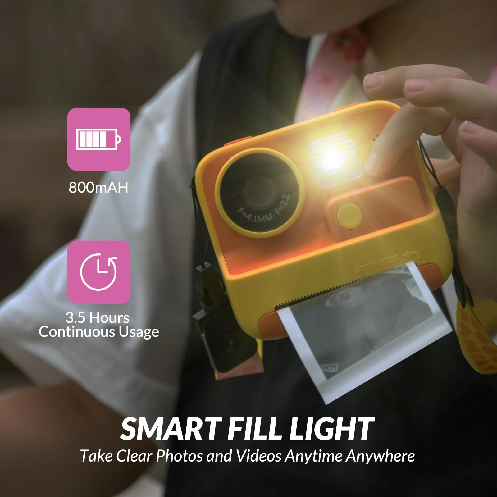 Mafiti Kids Camera Instant Print, 48MP Digital Camera Selfie 1080P Video with 32G TF Card, Toys Gifts for Girls Boys Aged 3-12 for Christmas/Birthday/Holiday (Orange) - Image 6