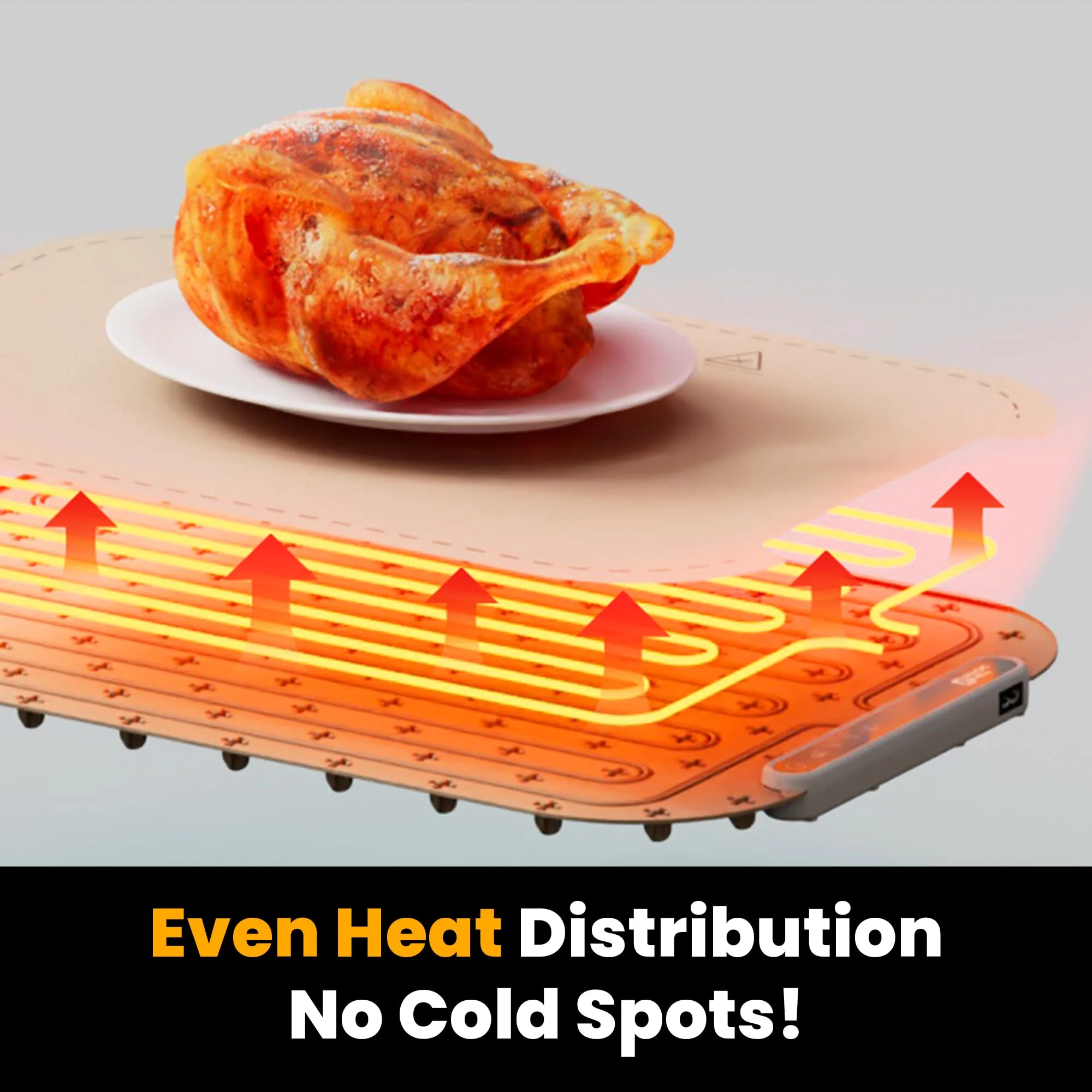Magic Mill Warming Mat for Food - Premium XL Electric Warming Tray, 3 Temperature Levels, 10s Fast Heating Silicone Surface, Rollup Buffet Heat Pad, Non-Slip Feet, Ideal for Parties, Home, Travel - Image 2