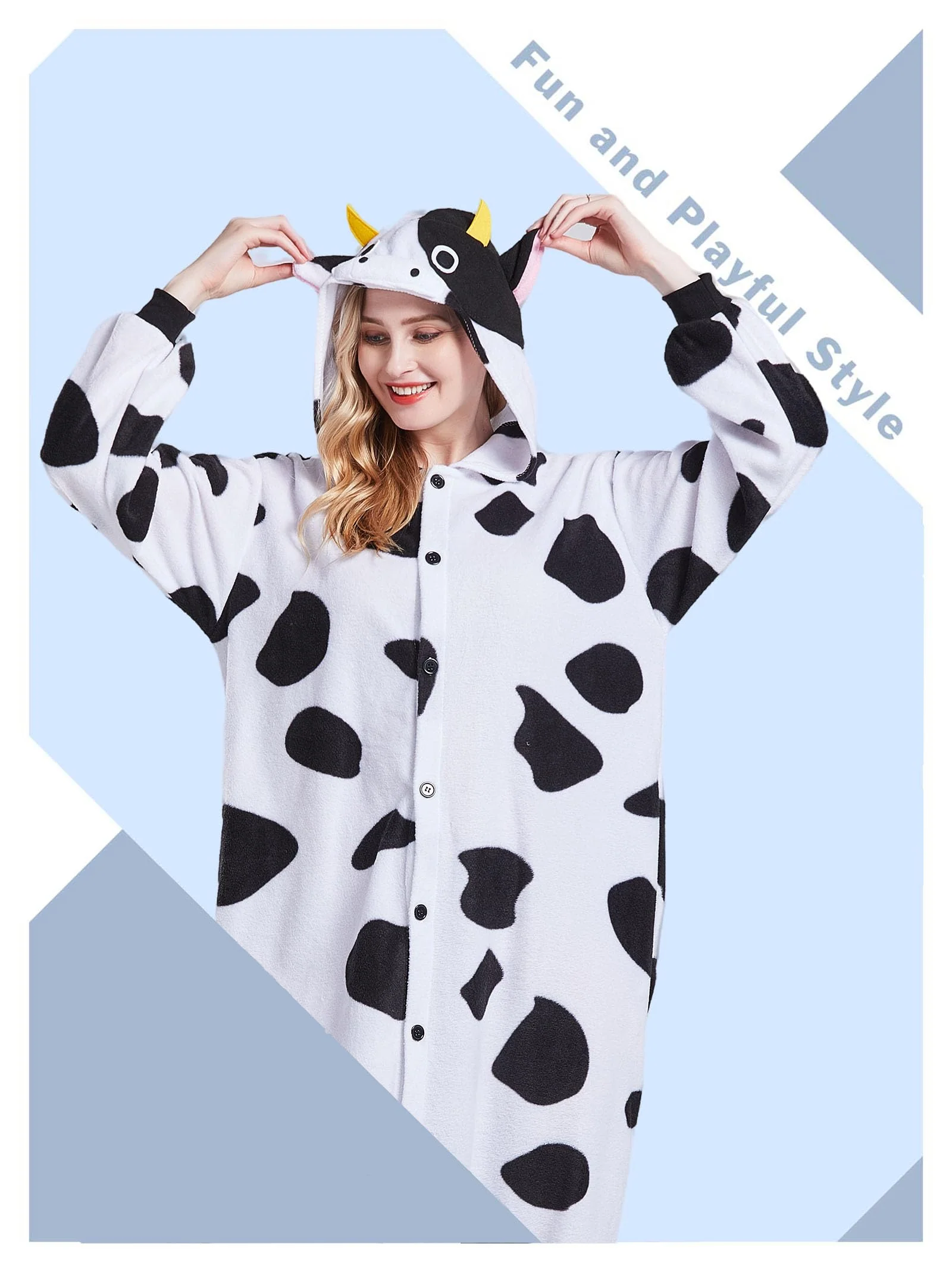 Magicalani Cow Onesie Pajamas for Adults - Unisex Animal Cosplay Sleepwear, Christmas Halloween Costume - Image 7