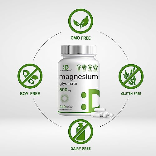 Magnesium Glycinate 500mg, 240 Veggie Capsules | Chelated | Highly Purified Essential Trace Mineral for Muscle, Joint, Heart, & Digestive Health - Image 5