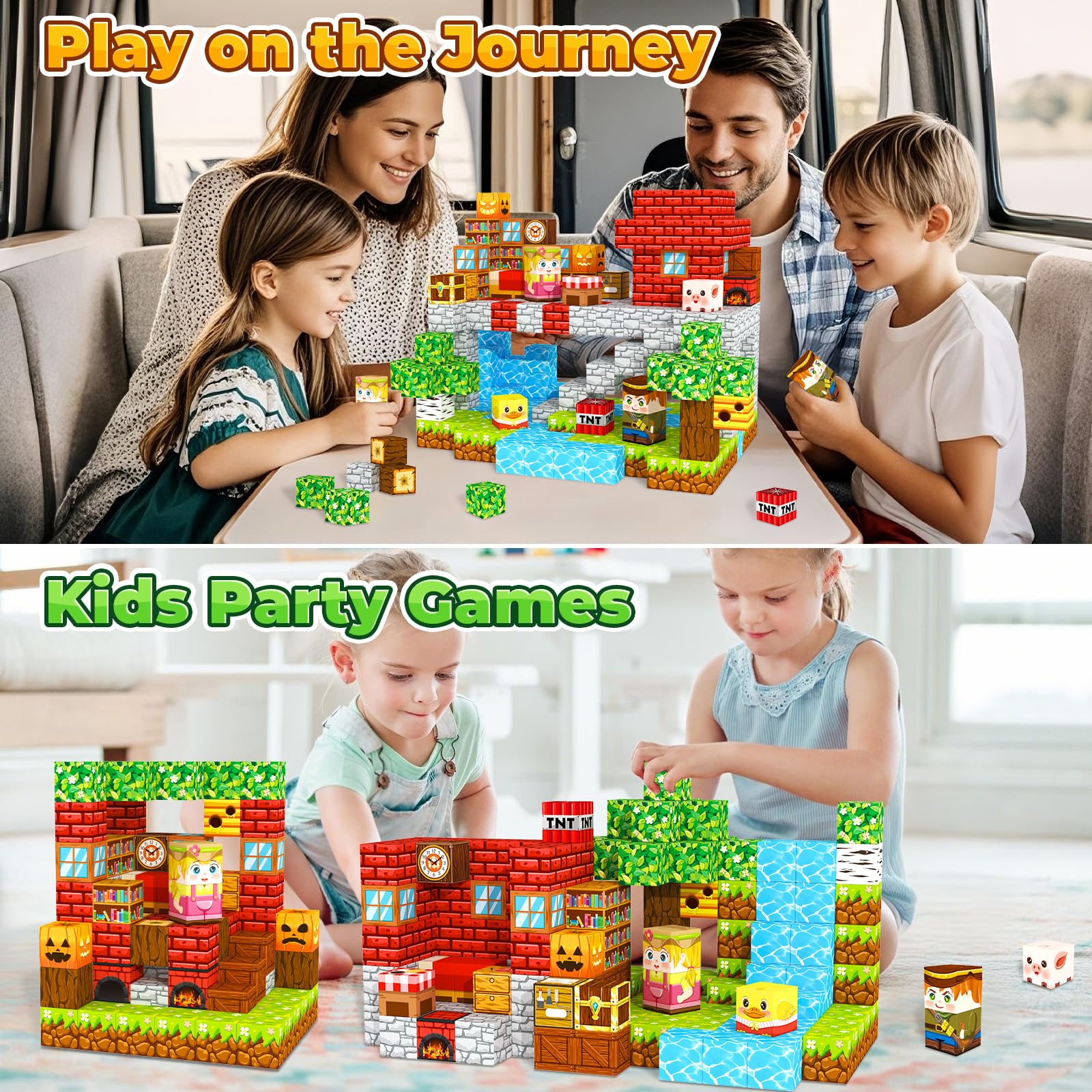 Magnetic Blocks Kids Games Building Toys for 3 4 5 6 7 8 9 10 11 12 Year Old Boys Girls, Magnetic Tiles Cubes STEM Sensory Toys for Toddler Travel Party Christmas Birthday Gifts - Image 3