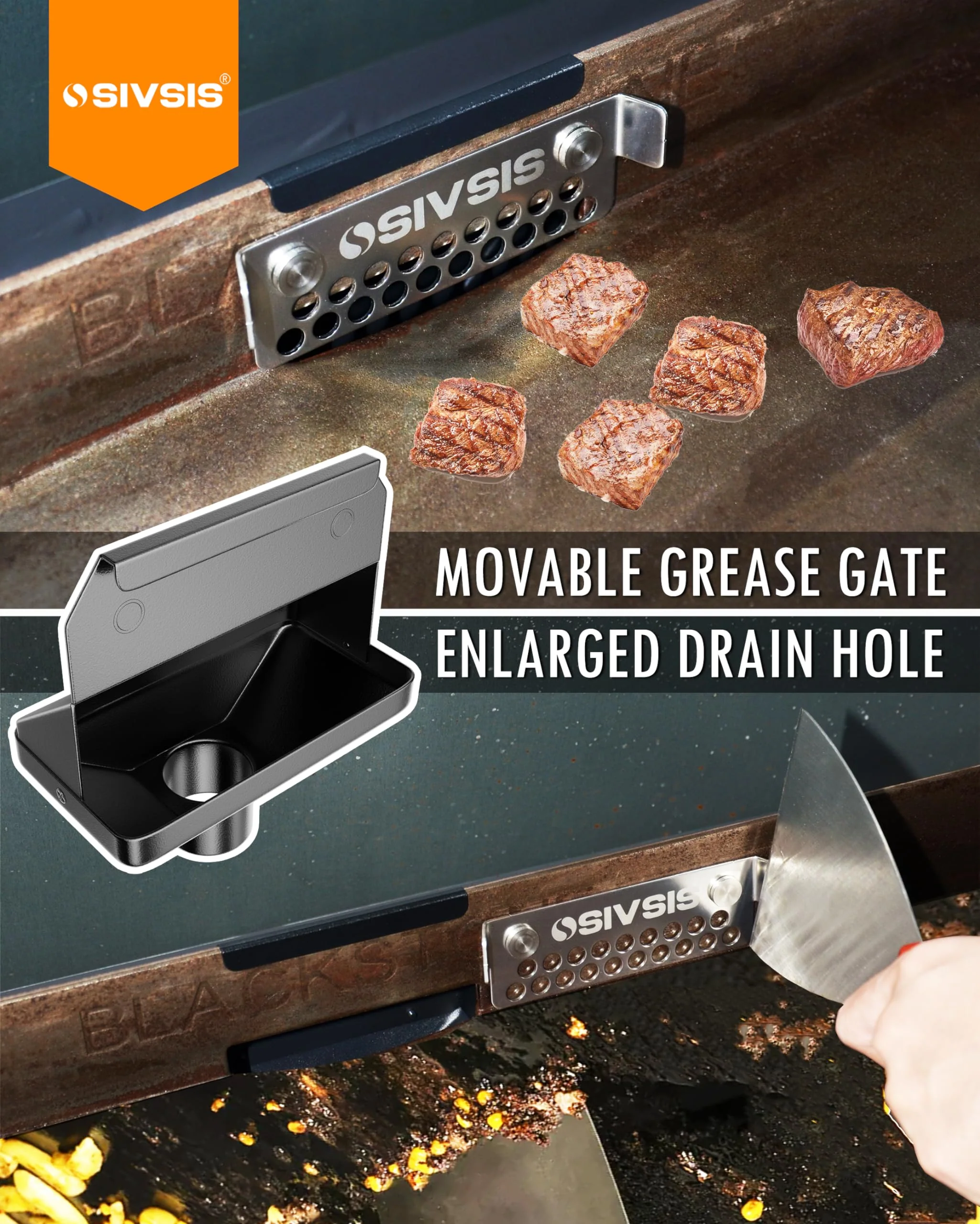 Magnetic Rear Grease Drainage Funnel for Blackstone, Griddle Grease Catcher for Blackstone, 0.6 Gal Bucket W/Lid, 10 Aluminum Drip Liners, 304 Stainless Movable Grease Gate, Blackstone Accessory - Image 4