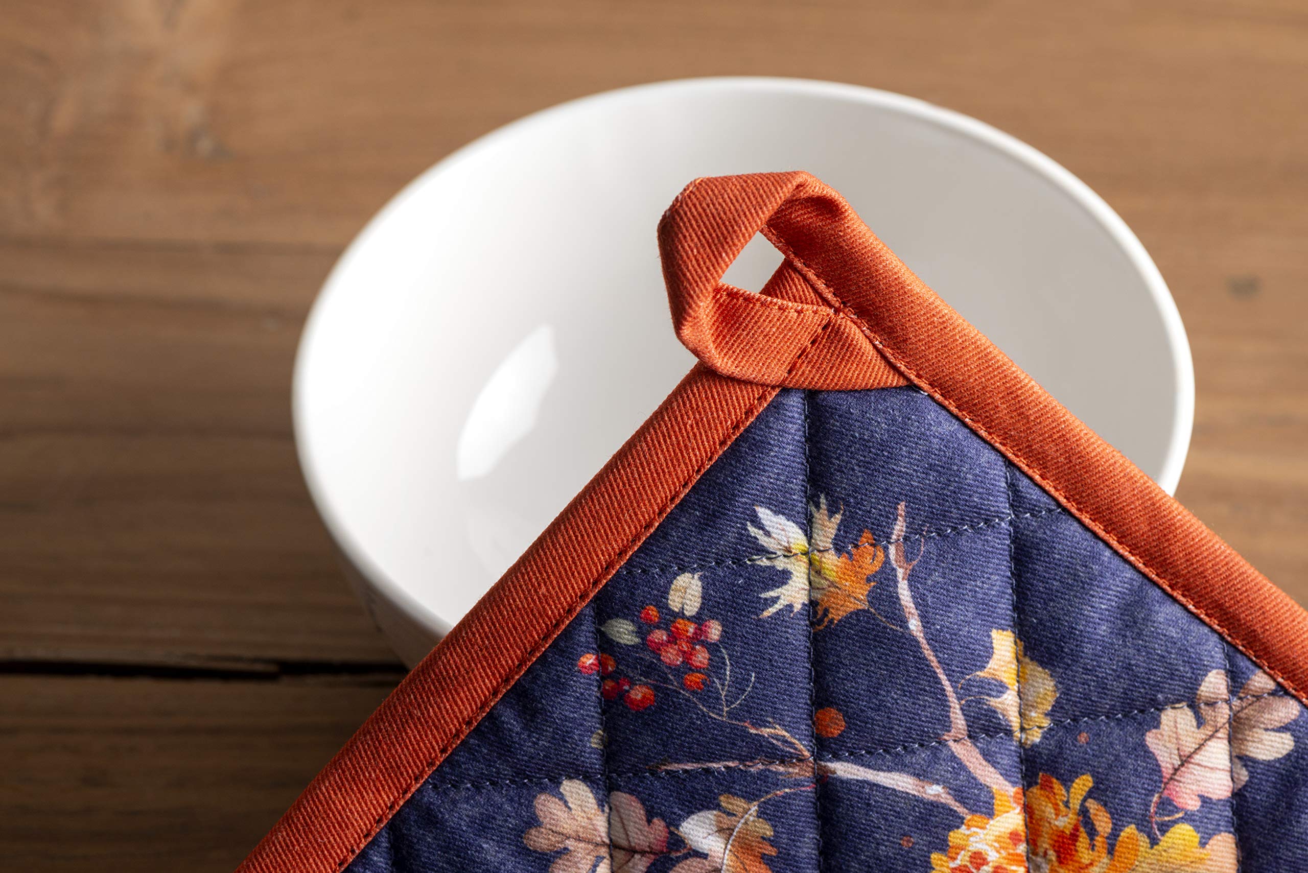 Maison d' Hermine Pot Holders Set 100% Cotton Heat Resistant Potholders 8" x 8" Hot Pads with Loop for Thanksgiving Christmas Decorations BBQ Baking Handling Hot Pans (Pack of 2, Kelim - Infinity) - Image 3