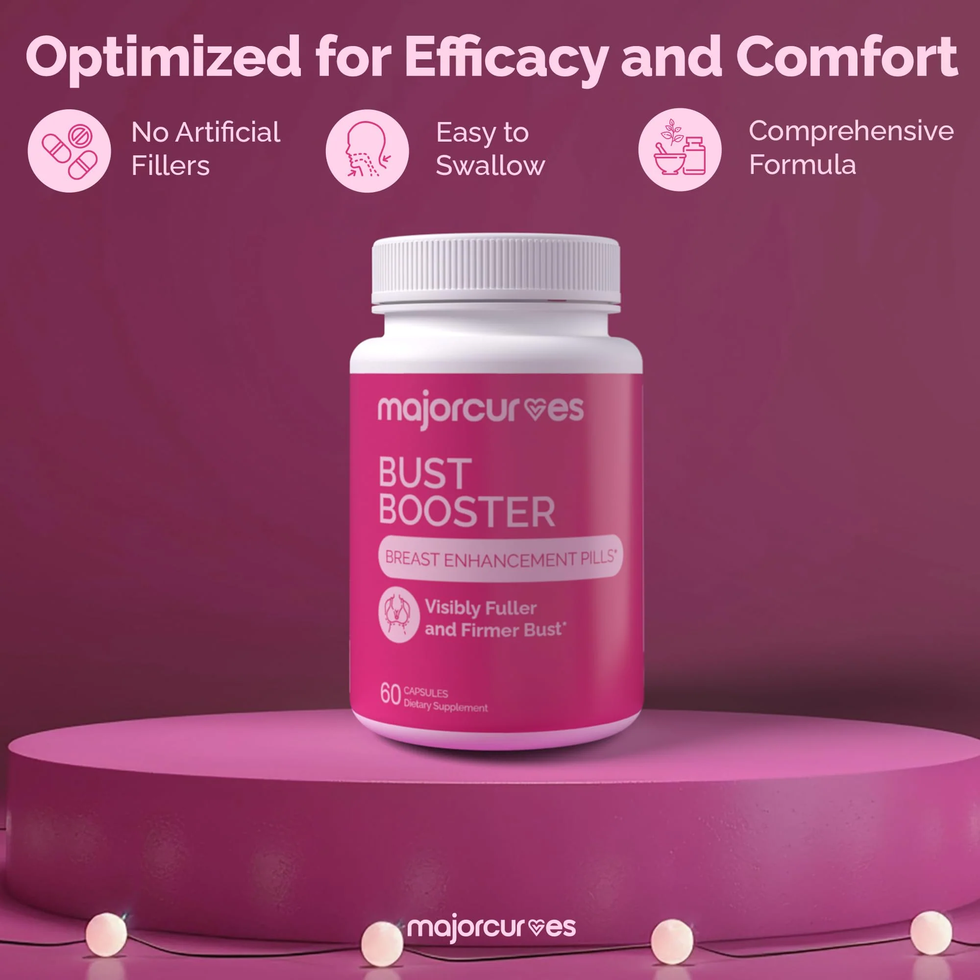 Major Curves Bust Booster Breast Enhancement Pills – Natural Supplement for Breast Growth, Firmness, Fuller Shape, Curvier Bust, Rounder Cleavage, Volume Boost – Made in USA - Image 5