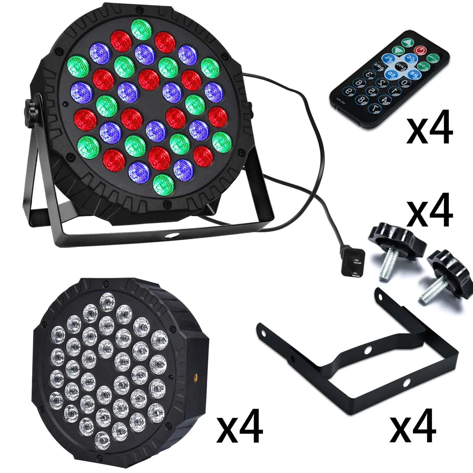 Manalete 36 LED Stage Lights, Par Light with Remote & DMX Controlled Sound Activated Uplights for Events Wedding Birthday Christmas Music Show Dance Party DJ Lighting, 4 Pack - Image 3