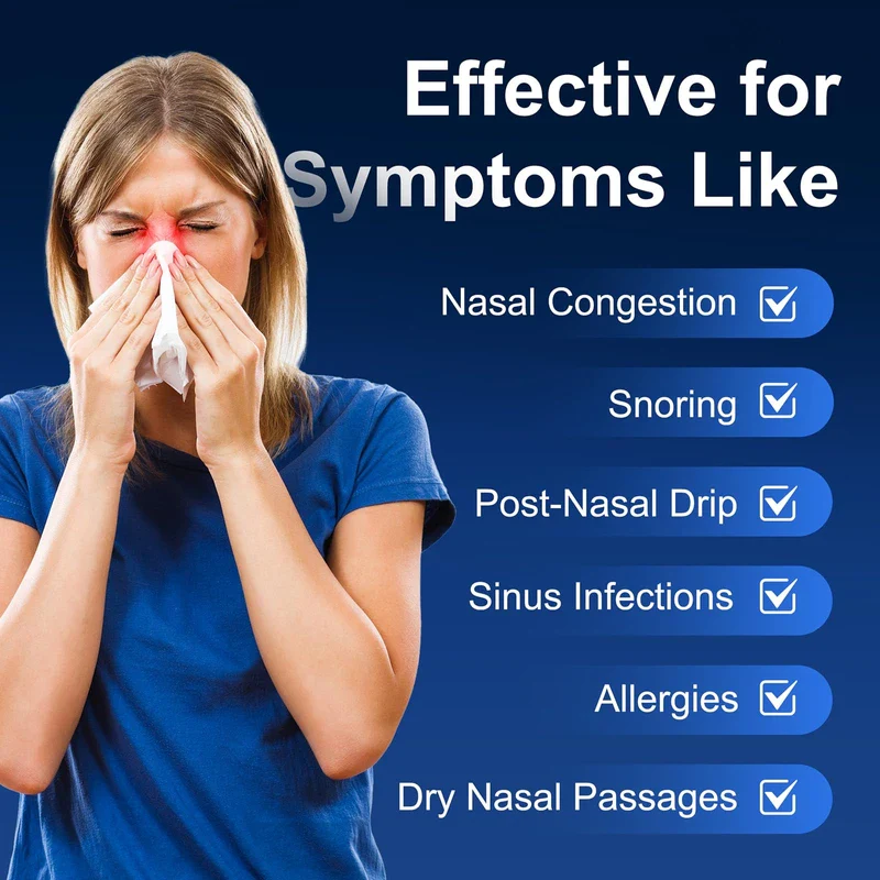 MAOEVER MAOEVER Neti Pot Sinus Rinse Bottle Nose Wash Cleaner Pressure Rinse Nasal Irrigation for Adult & Kid BPA Free 300 ML with 30 Nasal Wash Salt Packets and Sticker Thermometer(Blue) - Image 6