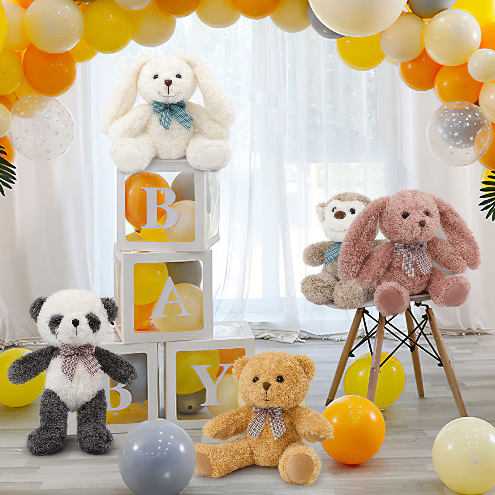 MaoGoLan 13 inch Stuffed Animals Bulk Plush Set Toys Bundle Party Favors for Kids Teens Girls - Soft Teddy Bear, Floppy Bunnies, Monkey, Panda - Baby Shower Decor Christmas Easter Gift, 5Pcs - Image 3