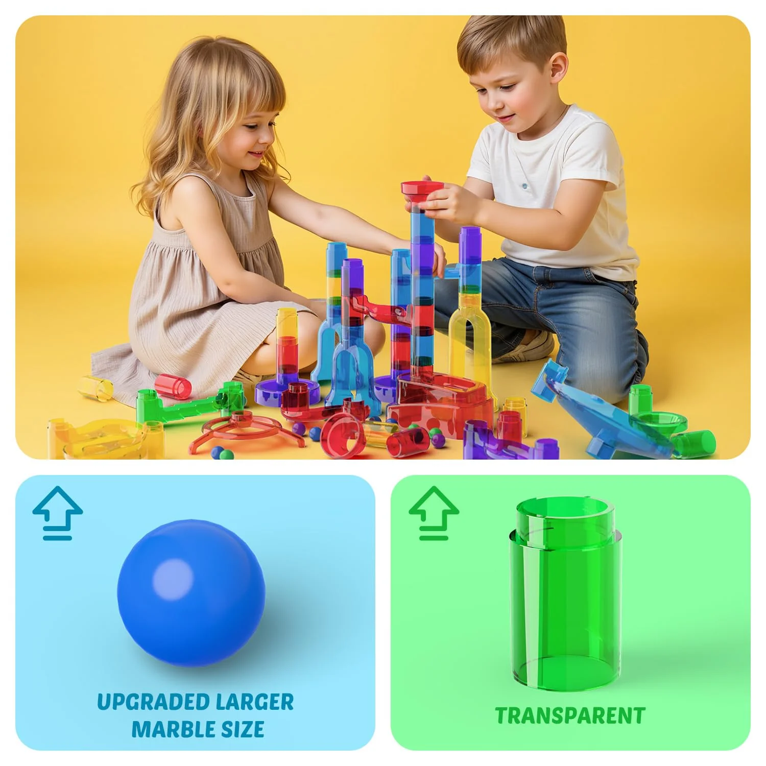 Marble Run, 109 Pcs Marble Maze Race Building Blocks Toy Game & STEM Learning Toys Christmas Birthday Gift for Kids Aged 3-12 - Image 4