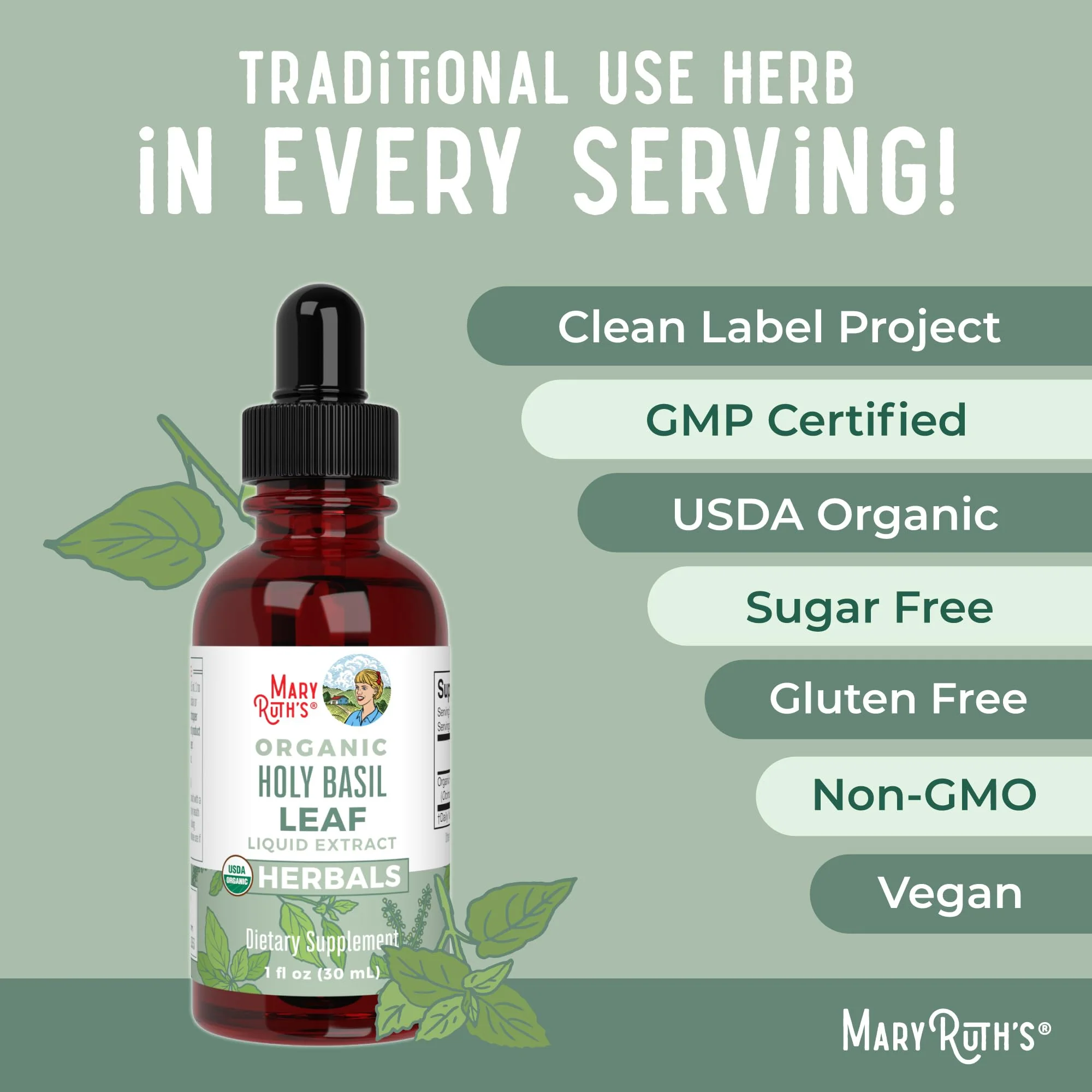 MaryRuth Organics Holy Basil Sugar Free | Tulsi Holy Basil Herbal Liquid Drops | Antioxidant | Cognitive Function | Digestive Support | Energy Levels | Vegan | Non-GMO | 1 Fl Oz - Image 4