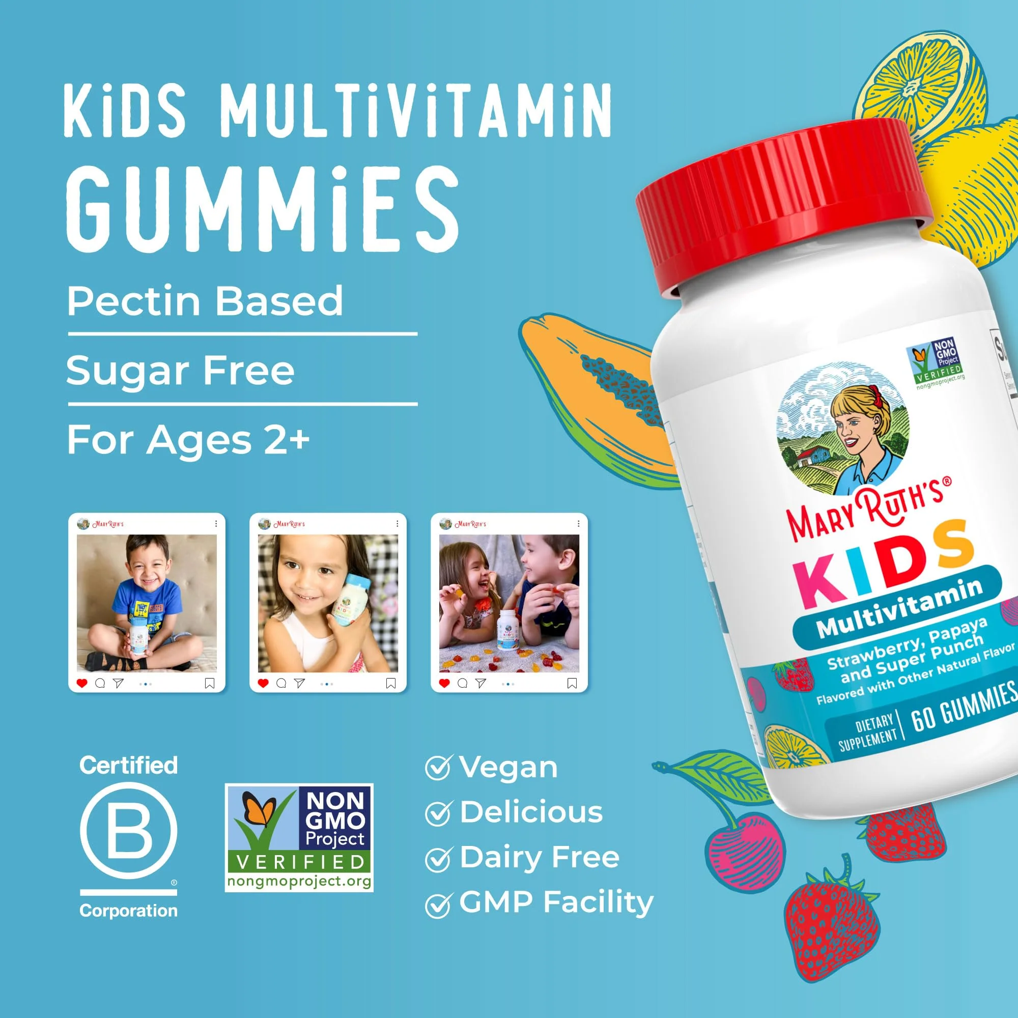 MaryRuth Organics Kids Vitamins | Multi | Sugar Free | 2 Month Supply | Kids Multivitamin Gummies for Ages 2+ | Vegan | Only 1 Gummy a Day | 60 Count - Image 3