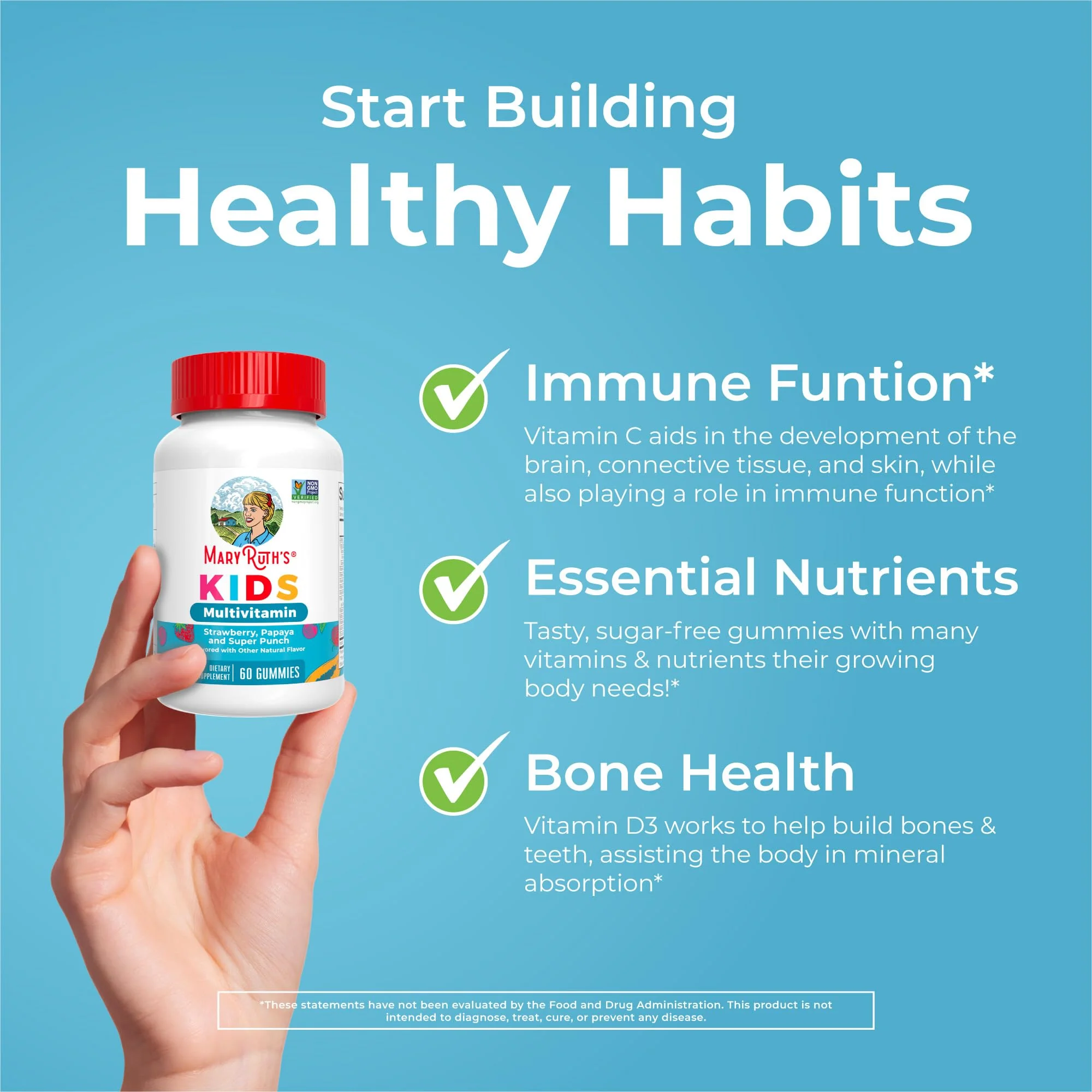 MaryRuth Organics Kids Vitamins | Multi | Sugar Free | 2 Month Supply | Kids Multivitamin Gummies for Ages 2+ | Vegan | Only 1 Gummy a Day | 60 Count - Image 6