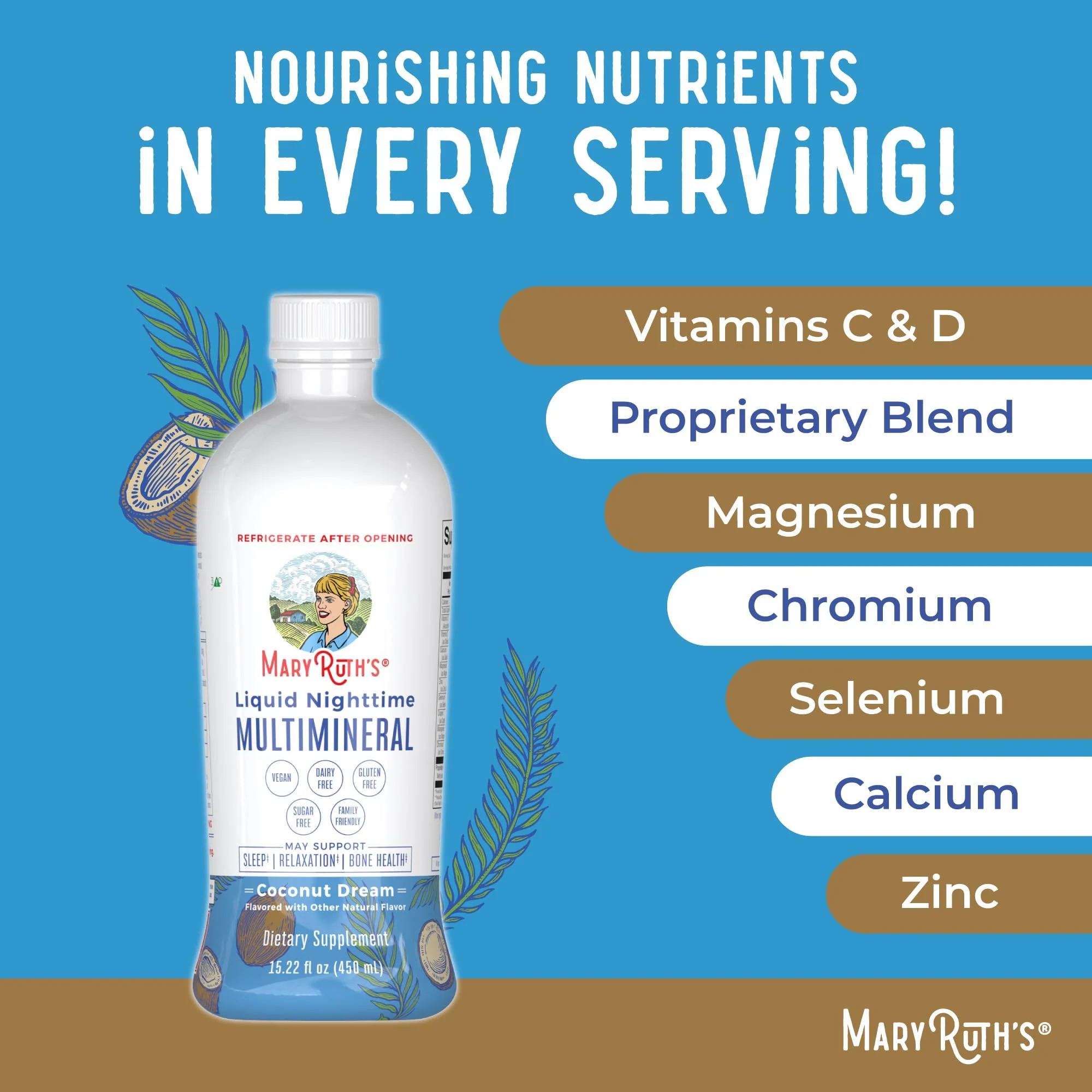 MaryRuth Organics Liquid Nighttime Multimineral | No Melatonin | Bedtime Routine | Magnesium Citrate | Calcium | Zinc | Vitamin D3| Available in 4 Flavor - Vegan | Sugar Free | Gluten Free | 15.22 Oz - Image 4