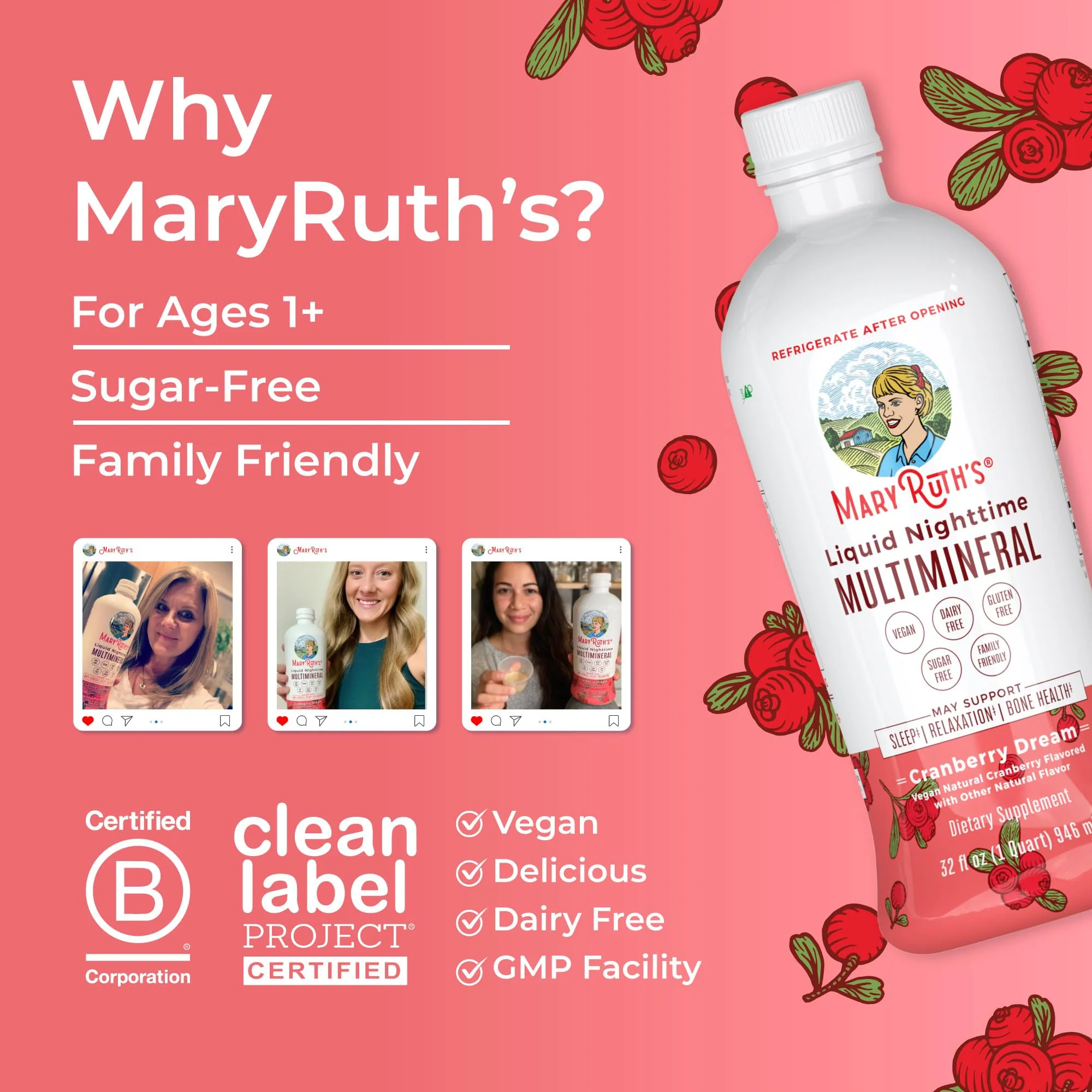 MaryRuth Organics Liquid Nighttime Multimineral | No Melatonin | Bedtime Routine | Magnesium Citrate | Calcium | Zinc | Vitamin D3| Available in 4 Flavors | Vegan | Sugar Free | Gluten Free | 32 Oz - Image 4