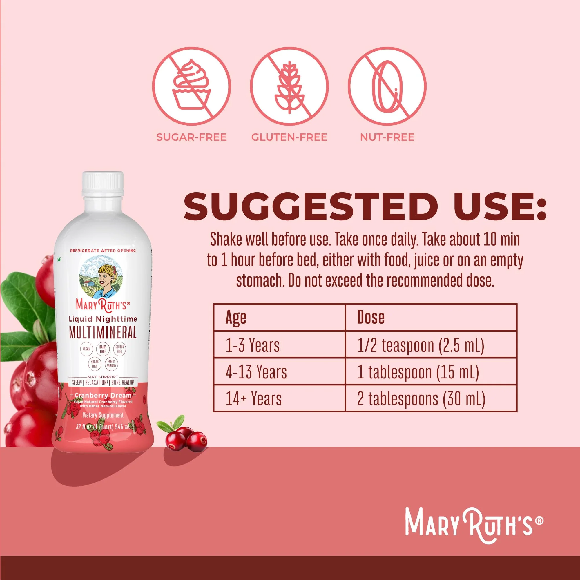 MaryRuth Organics Liquid Nighttime Multimineral | No Melatonin | Bedtime Routine | Magnesium Citrate | Calcium | Zinc | Vitamin D3| Available in 4 Flavors | Vegan | Sugar Free | Gluten Free | 32 Oz - Image 9