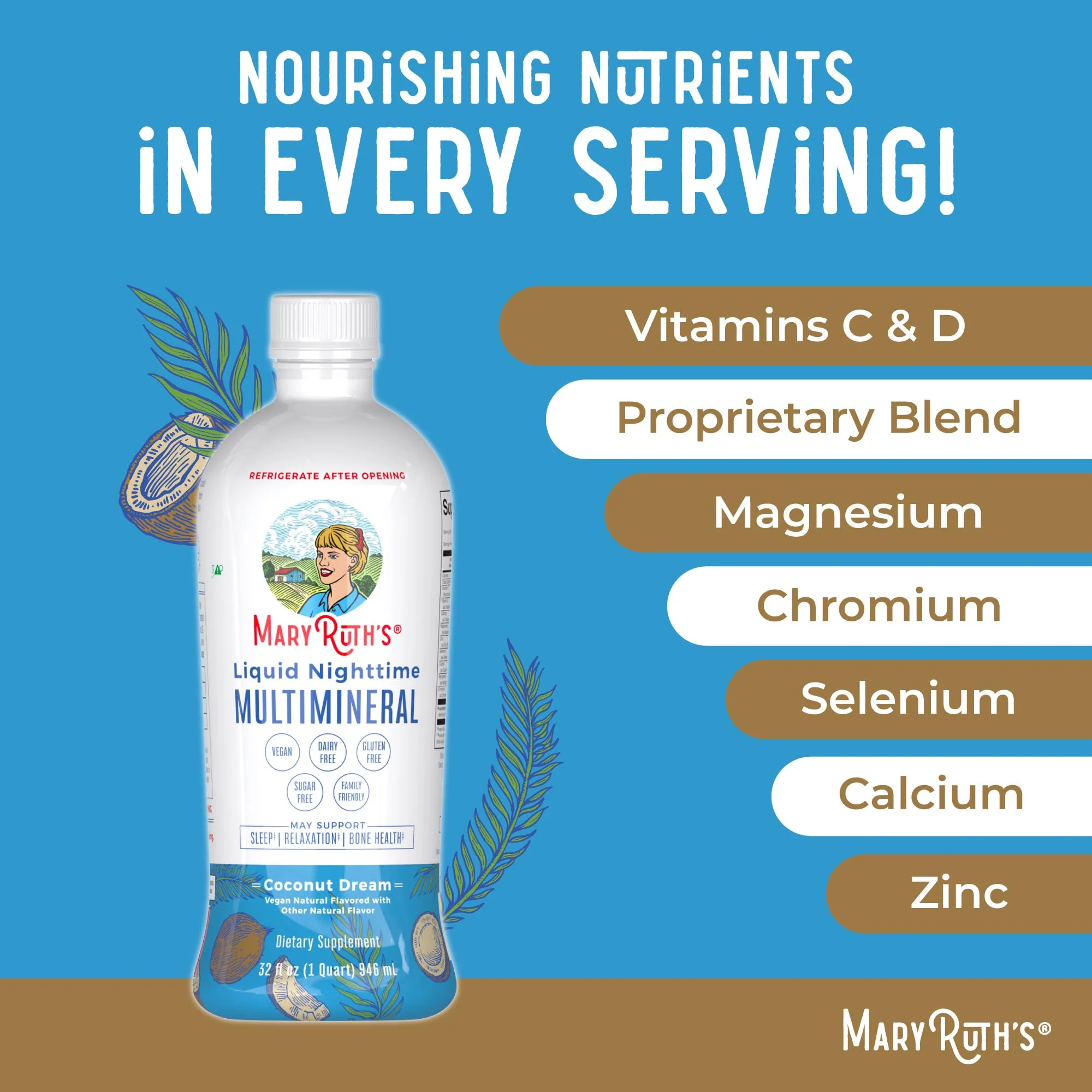 MaryRuth Organics Liquid Nighttime Multimineral | No Melatonin | Bedtime Routine | Magnesium Citrate | Calcium | Zinc | Vitamin D3| Available in 4 Flavors - Vegan | Sugar Free | Gluten Free | 32 Oz - Image 4