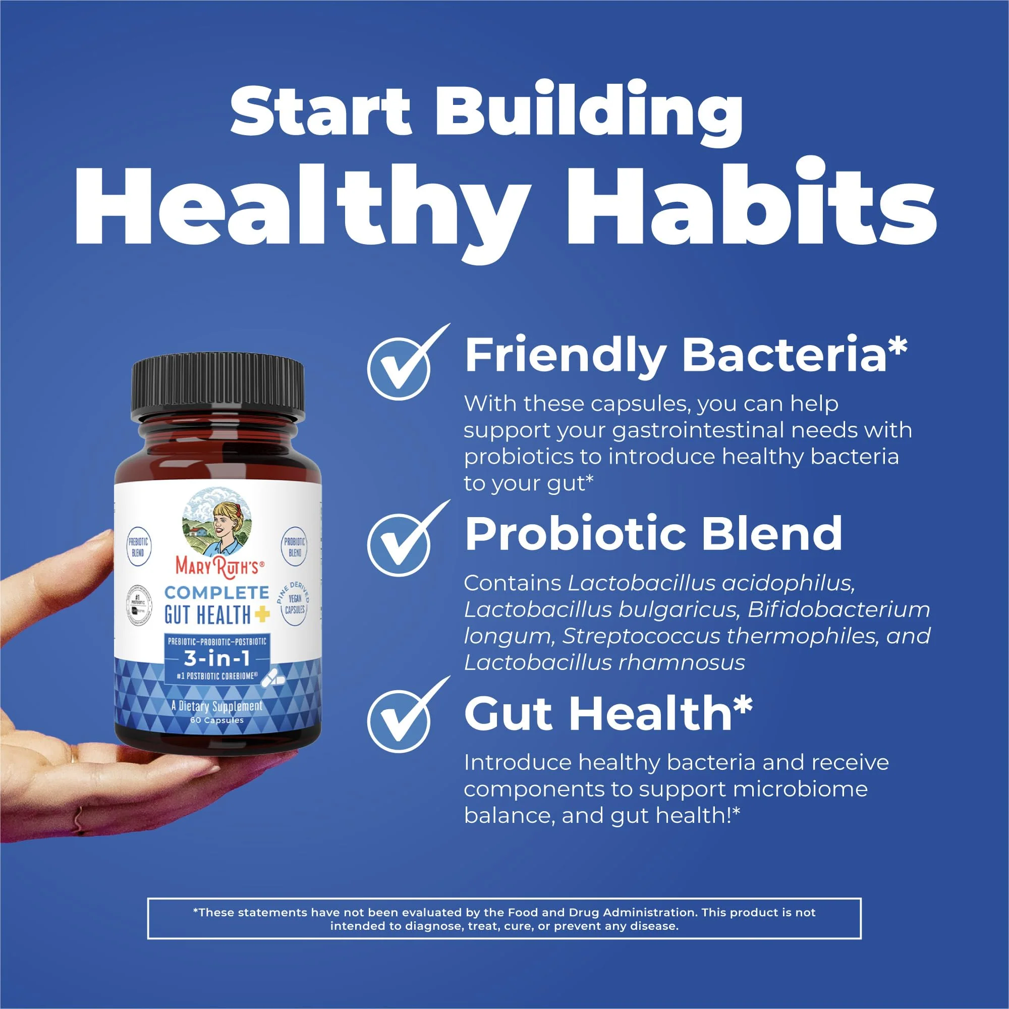 MaryRuth's Complete Gut Health+ Capsules | 5 Probiotic Blend | Butyrate | Corebiome® | Vegan Gut Support | Support Gastrointestinal Health & Microbiome | 2 Capsules Daily | 30 Servings - Image 7