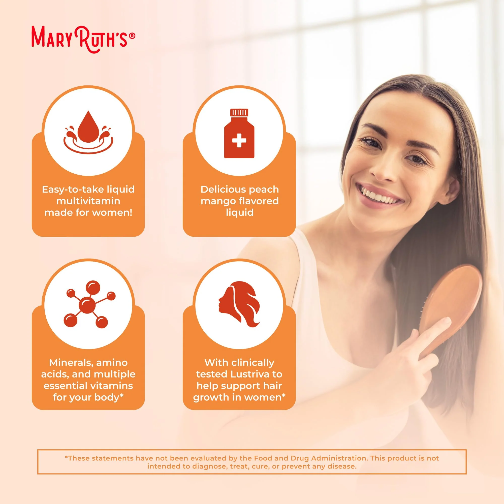 MaryRuth's Liquid Multivitamin + Hair Growth | Clinically Tested for Thicker Hair & Facial Wrinkles in Women | Biotin 10000mcg | Lustriva Hair Growth Supplements | Skin Care | Ages 18+ | 30 Fl Oz - Image 4