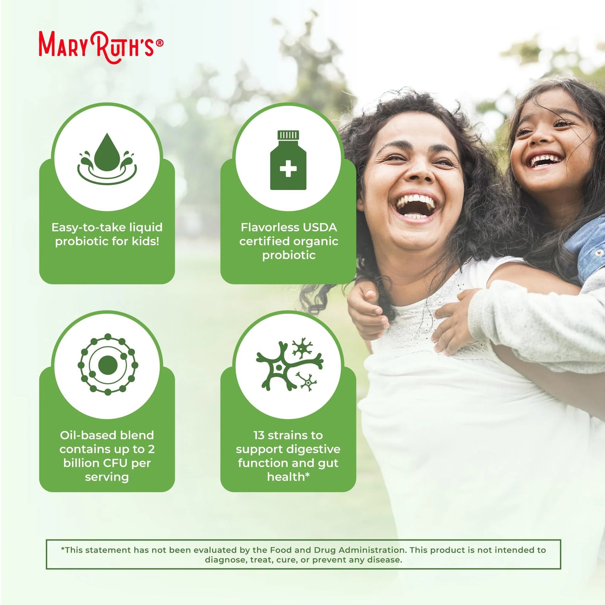 MARYRUTH'S Organics Liquid Probiotic for Ages 4+ | 2 Billion CFU | 13 Probiotic Strains | Gut Health & Digestive Support | Gas & Bloating Support | Vegan | Gluten Free | Travel-Friendly | 20 Servings - Image 5