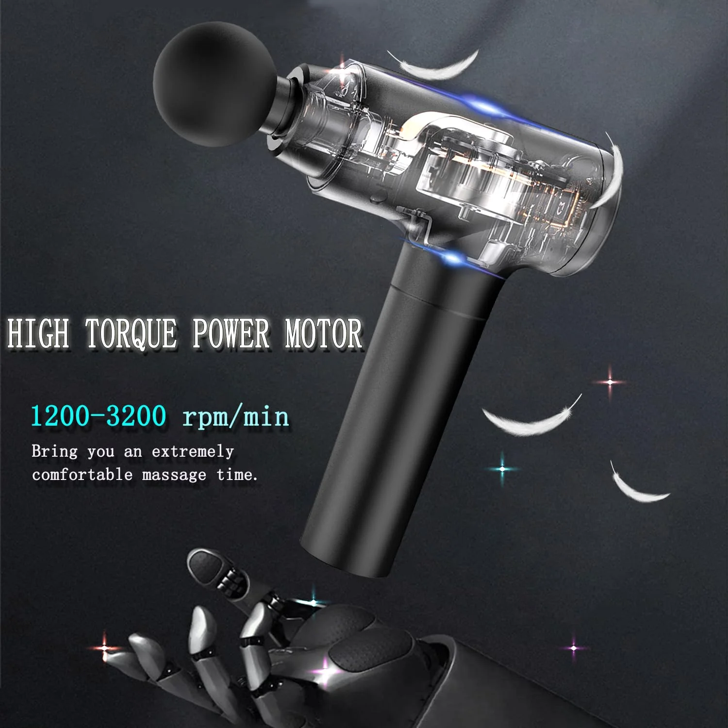 Massage Gun Deep Tissue,Percussion Back Massager Gun for Athletes Muscle Massage Gun for Pain Relief with 8 Massage Heads & 20 Speeds (Matte Black) - Image 8