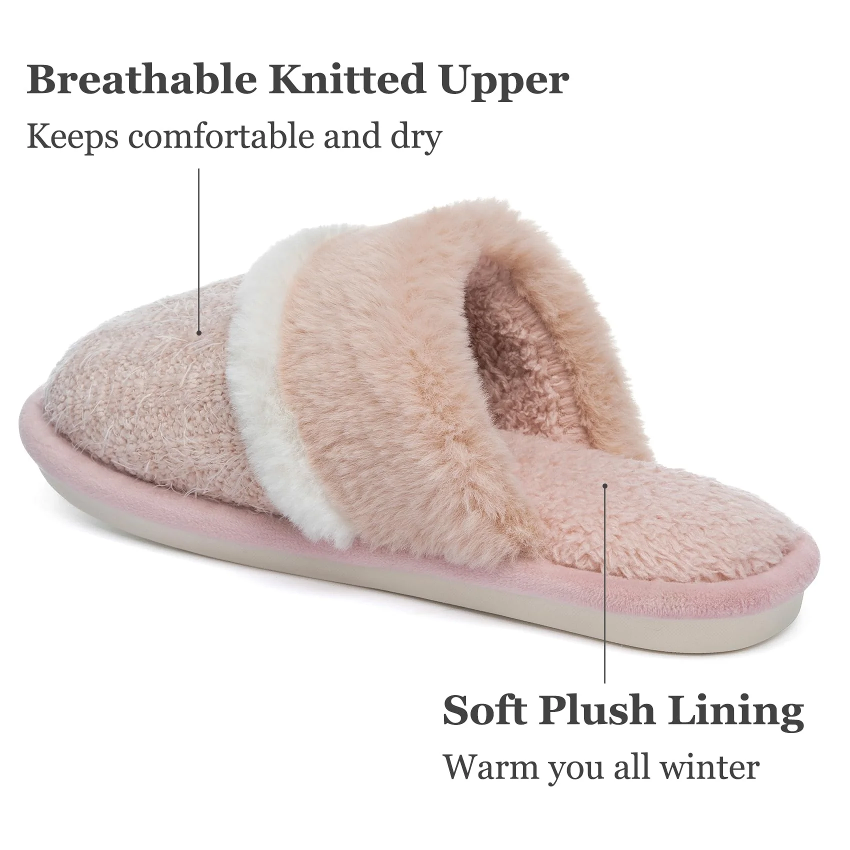MAXTOP House Slippers for Women Fluffy Memory Foam Cute Comfy Fuzzy Slippers Slip on Anti-Skid Christmas Gifts for Women Mom Indoor and Outdoor Size 9 10 Pink - Image 5