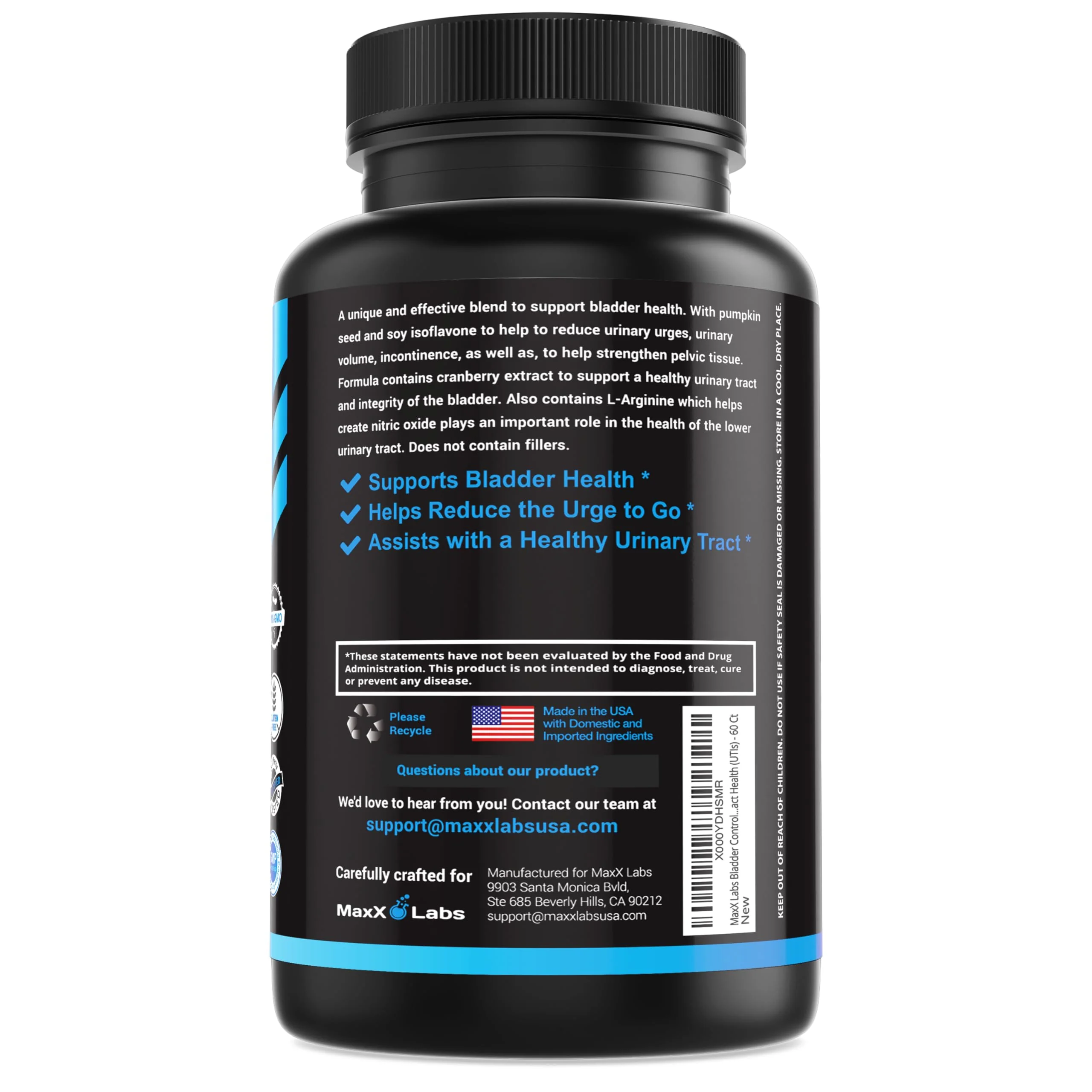 MaxX Labs Bladder Control Supplement - Overactive Bladder Control Pills - Potent Blend of Pumpkin Seed Oil, Cranberry Extract & Vitamin D3 - Urinary Tract Infection Treatment for Women & Men - 60Ct - Image 2