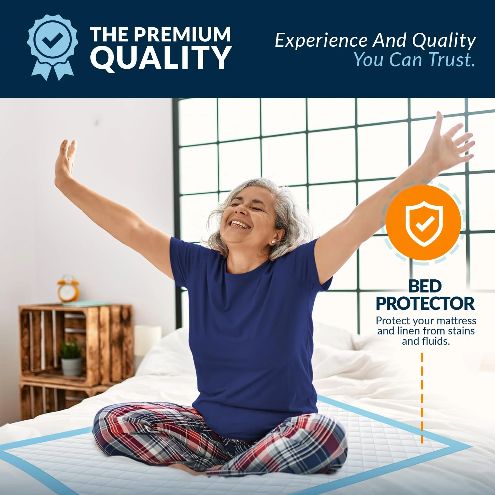 MED PRIDE Disposable Chux Pads 23in X 36in, Super Absorbent Bed Pads for Incontinence, Underpads for Adults, Kids, Pets (50 Count (Pack of 1) Blue/White) - Image 2