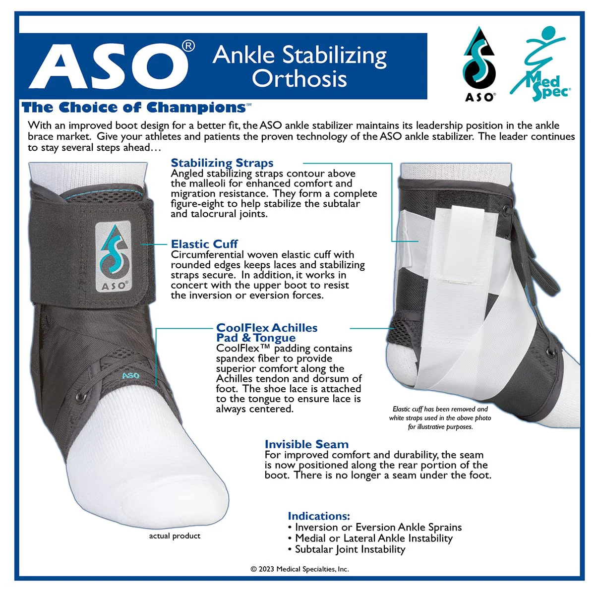 Med Spec 264004 ASO Ankle Stabilizer, White, Medium - Image 2
