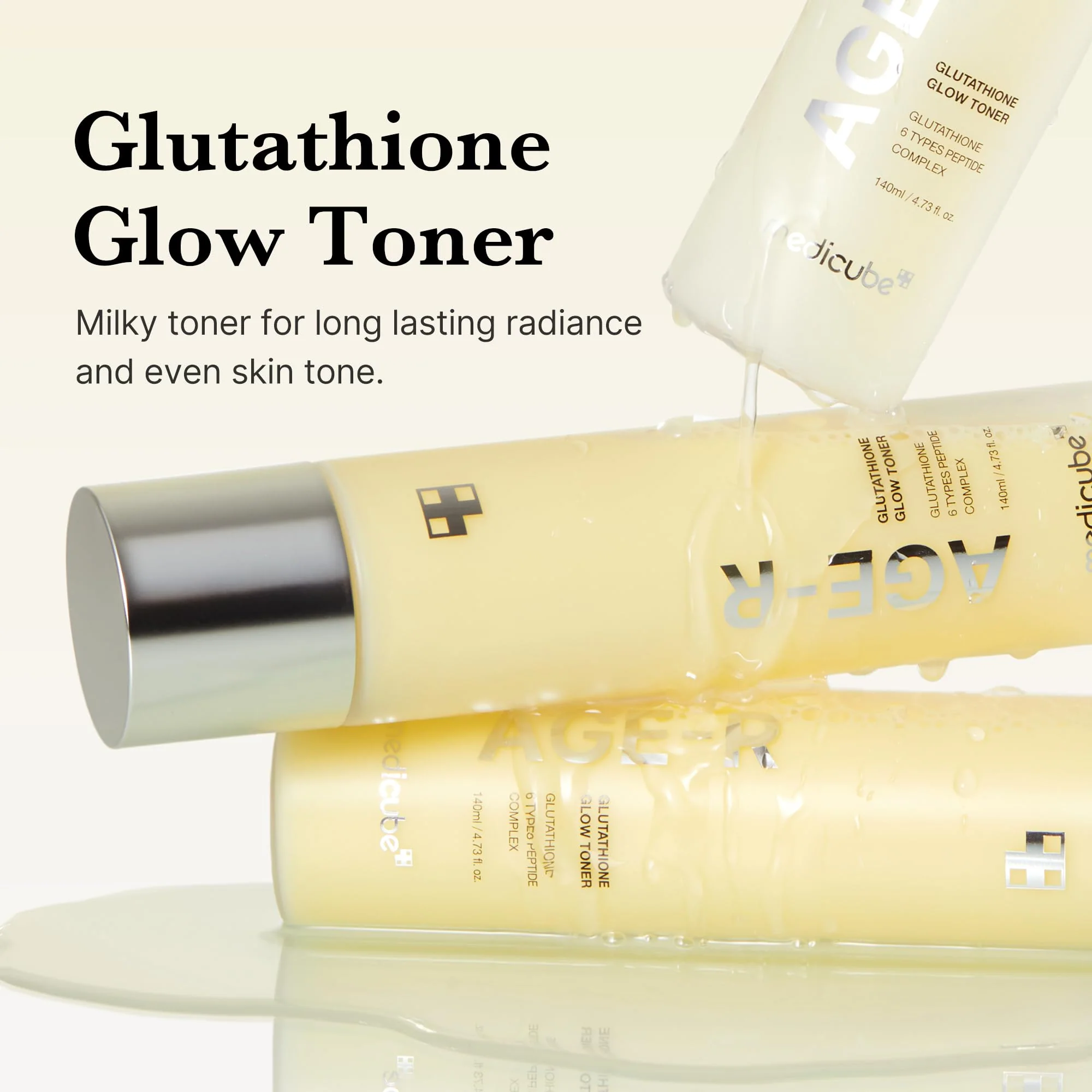 medicube Age-R Glutathione Glow Milky Toner, Low-Irritation Double Layer Toner for Glass Glow Skin with Peptide, Even Skin Tone, Radiance, Hydration, Korean Skincare - Image 7