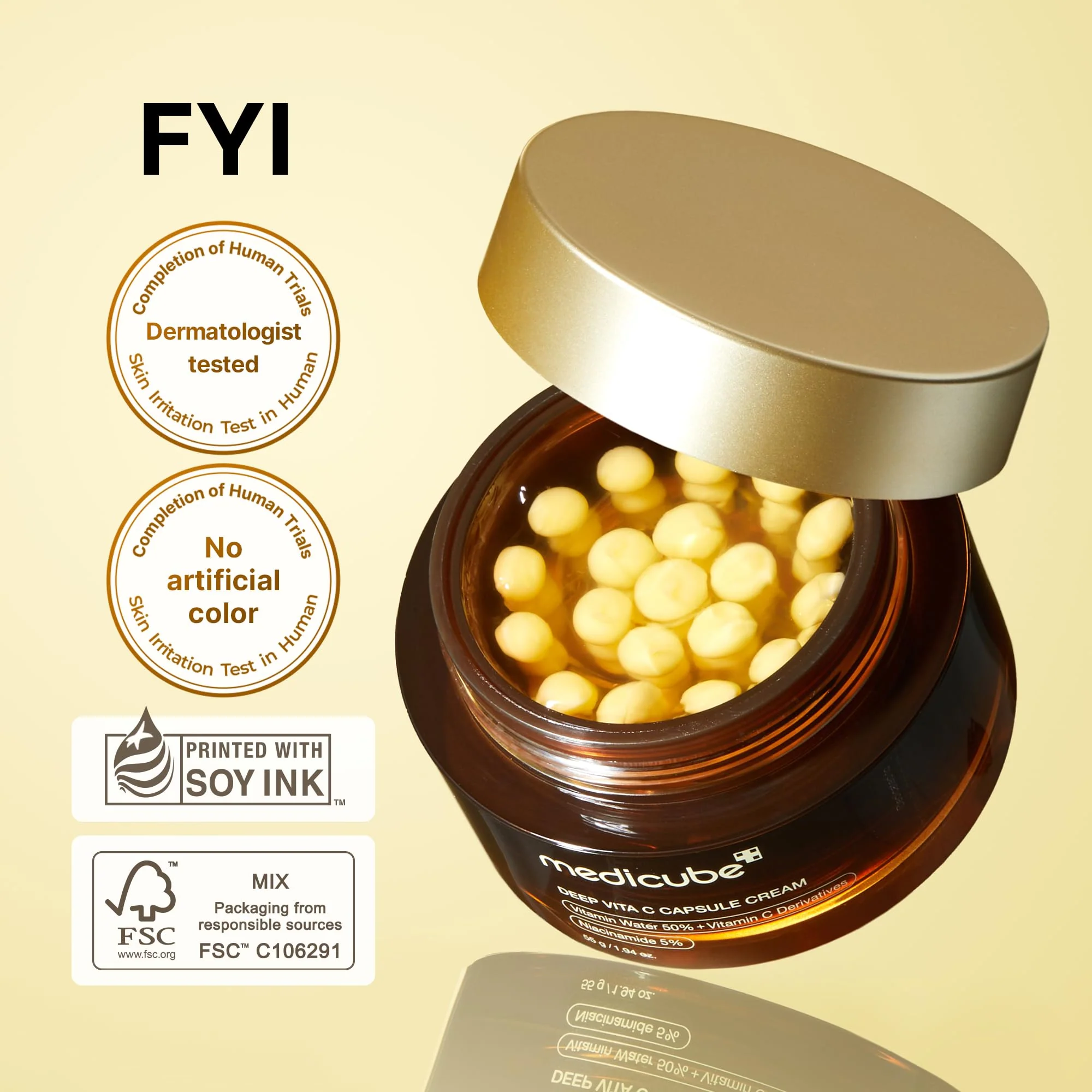 medicube Glass Skin Duo for uneven skin: Deep Vita C Facial Pads and Deep Vitamin C Golden Capsule Face Moisturizer - Image 3
