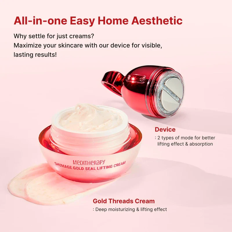 MEDITHERAPY Shumage Gold Seal Lifting Cream+Device, Ultimate Lifting and Tightening for Sagging Skin, Facial Device for Radiant Glow Skin, Elasticity, Anti-Wrinkle - Image 3