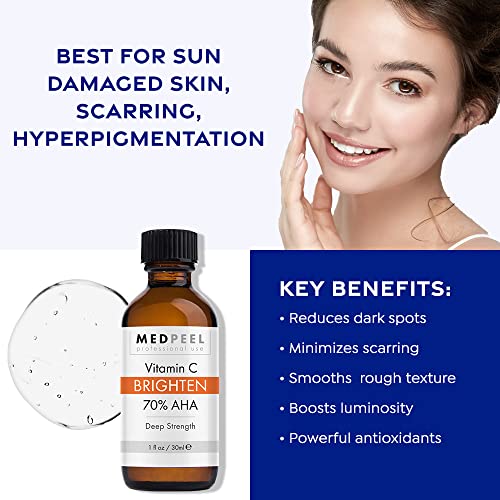 MedPeel 70% AHA & Vitamin C Brightening Essential Peel Kit, Includes Peel, Prep, Neutralizer, Deep Strength Professional Grade Chemical Face Peel, Reduces Age Spots, 1oz/30ml (Kit of 3) - Image 6