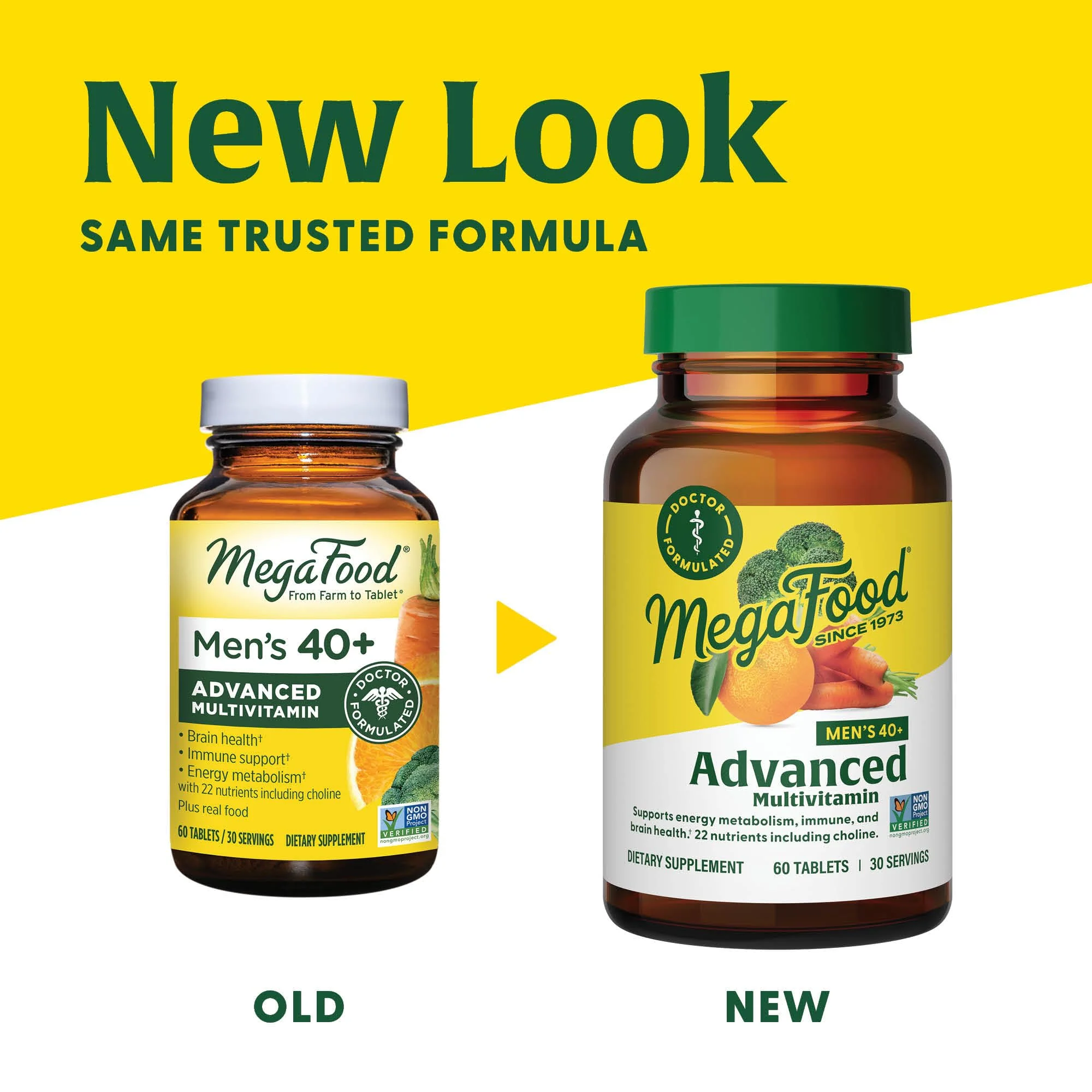 MegaFood Men's 40+ Advanced Multivitamin for Men - Dr-Formulated - Choline, Vitamin B, Vitamin C, Vitamin D, Zinc & Real Food - Brain Health, Immune Support - Vegetarian - 60 Tabs (30 Servings) - Image 6