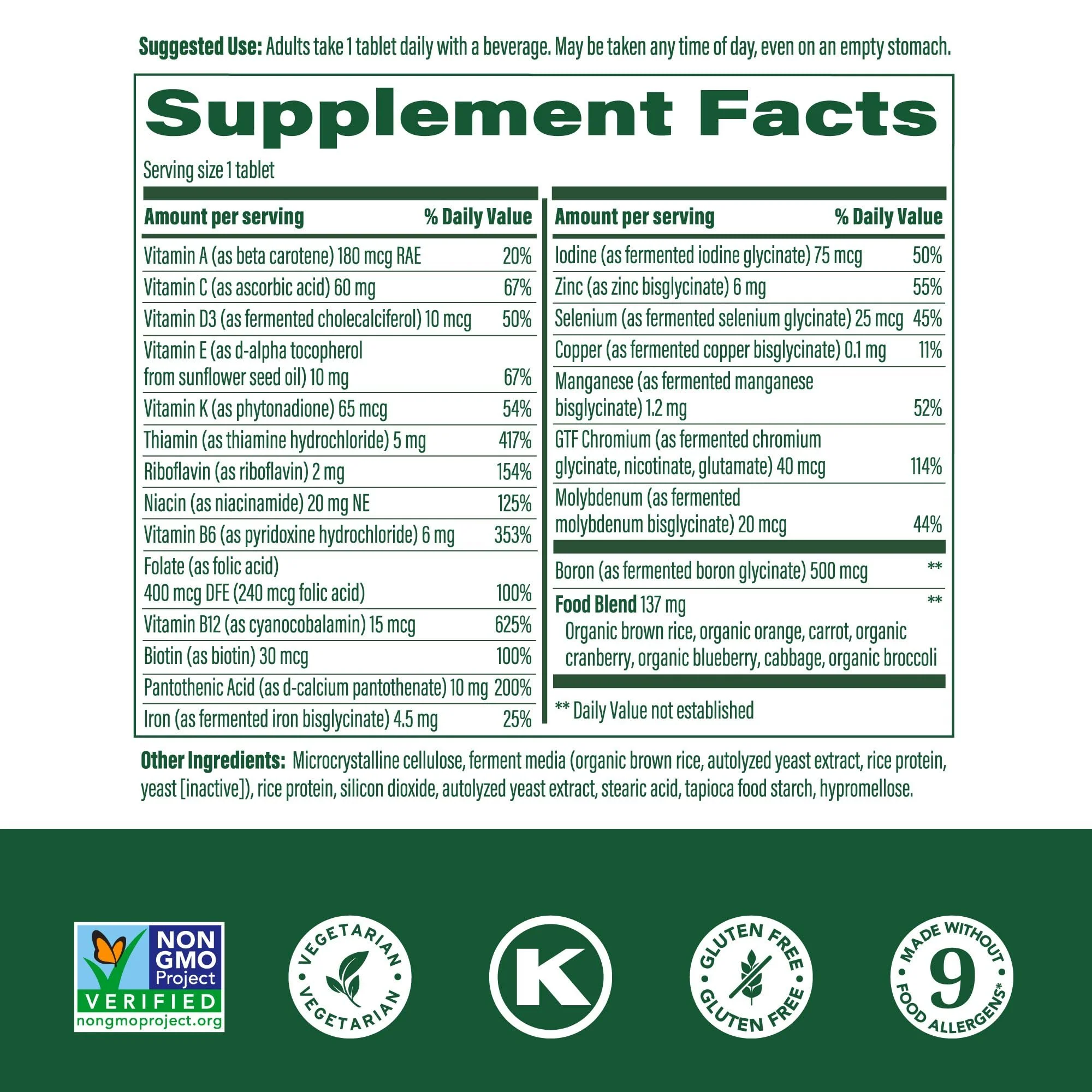 MegaFood One Daily Multivitamin - Multivitamin for Women and Men - with Real Food - Immune Support Supplement - Vitamin C & Vitamin B - Bone Health - Energy Metabolism - Vegetarian, Non-GMO - 90 Tabs - Image 7