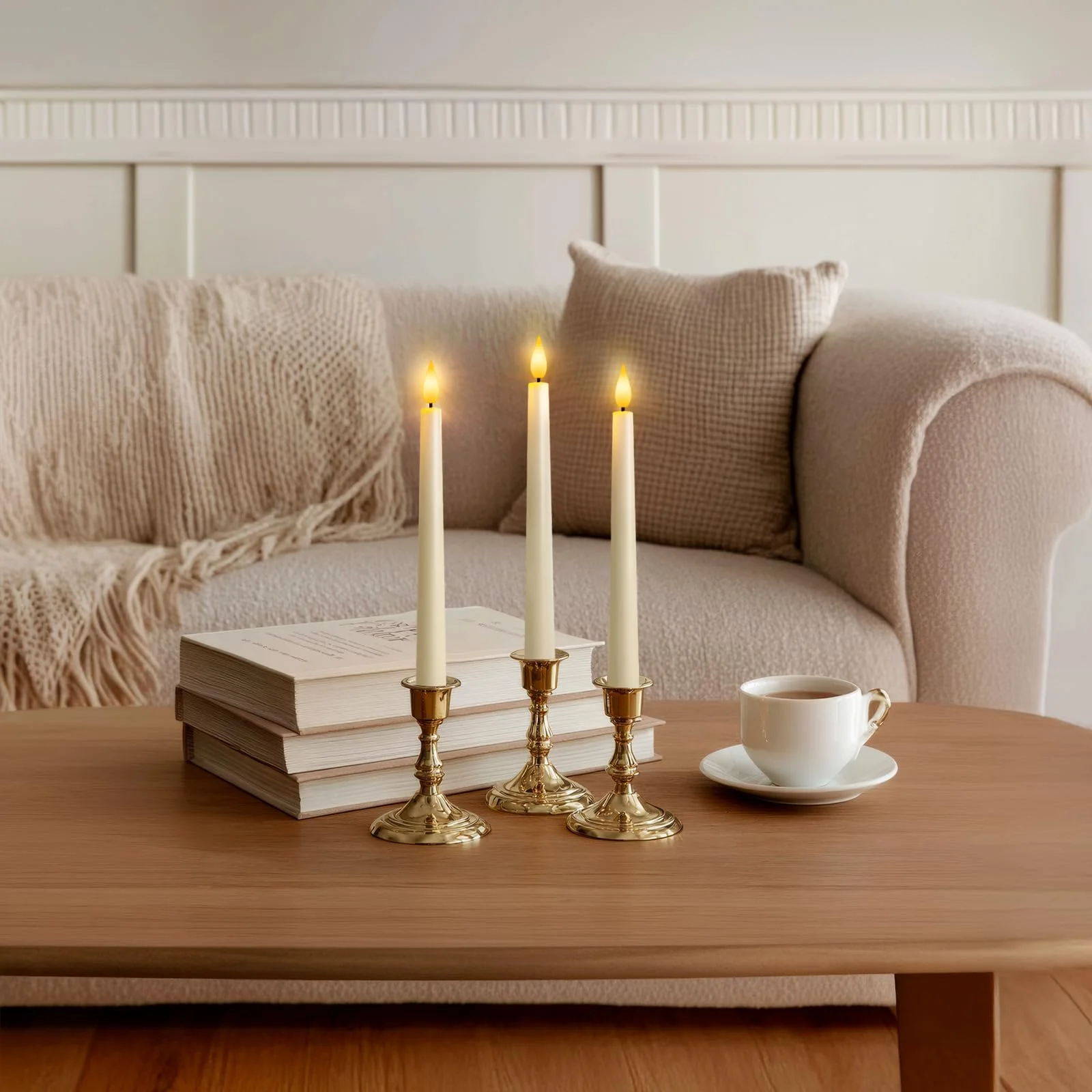 Meigic 12 Pcs Flameless Taper Candles with Remote, Timer, Plastic Battery Operated Window Candles, 9.6 Inches Ivory LED Candlesticks, for Halloween Christmas Home Decoration - Image 7