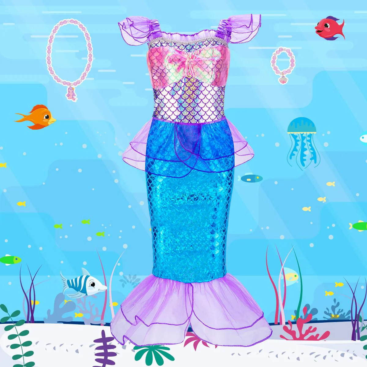 Meland Princess Dress Up - Dress Up Clothes for Girls with Princess Toys, Christmas Birthday Gift for Girls Age 3-8 Year Old (4 Princess with Bag) - Image 6