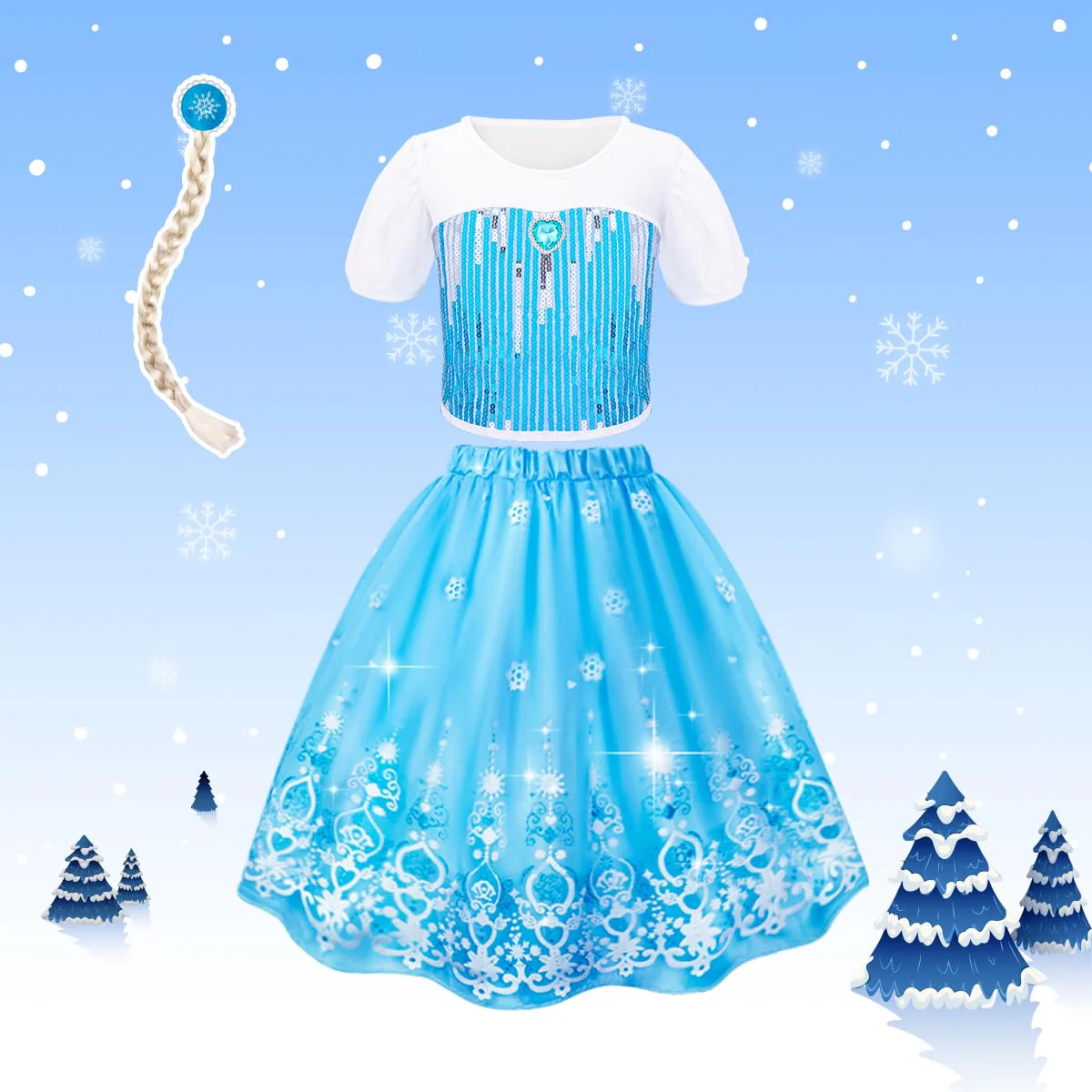 Meland Princess Dress Up - Dress Up Clothes for Girls with Princess Toys, Christmas Birthday Gift for Girls Age 3-8 Year Old (4 Princess with Bag) - Image 7