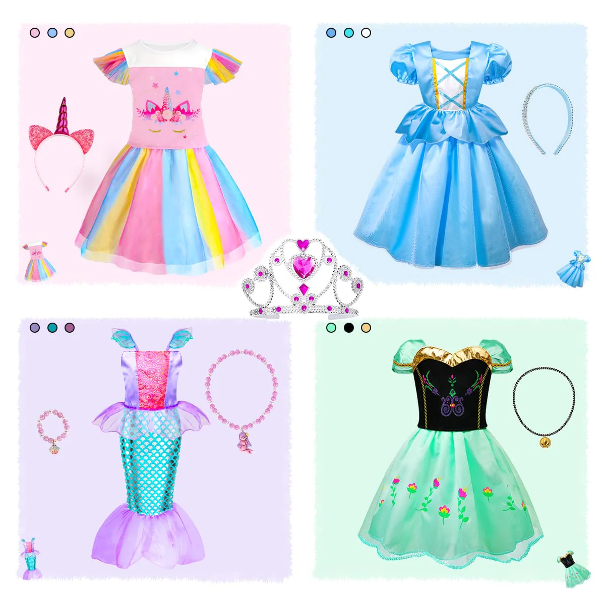 Meland Princess Dress Up for Girls - Dress Up Clothes for Little Girls with Cape, Princess Toys for Girls Age 3,4,5,6 Year Old, Christmas Birthday Gift for Toddler Girls Halloween Role Play - Image 2