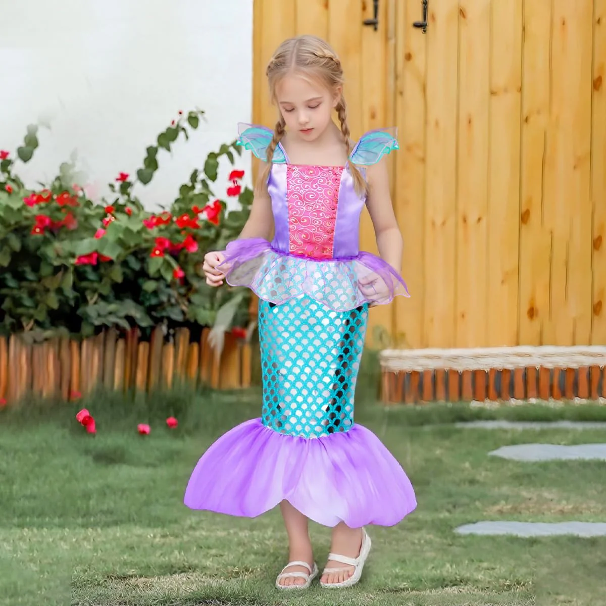 Meland Princess Dress Up for Girls - Dress Up Clothes for Little Girls with Cape, Princess Toys for Girls Age 3,4,5,6 Year Old, Christmas Birthday Gift for Toddler Girls Halloween Role Play - Image 4