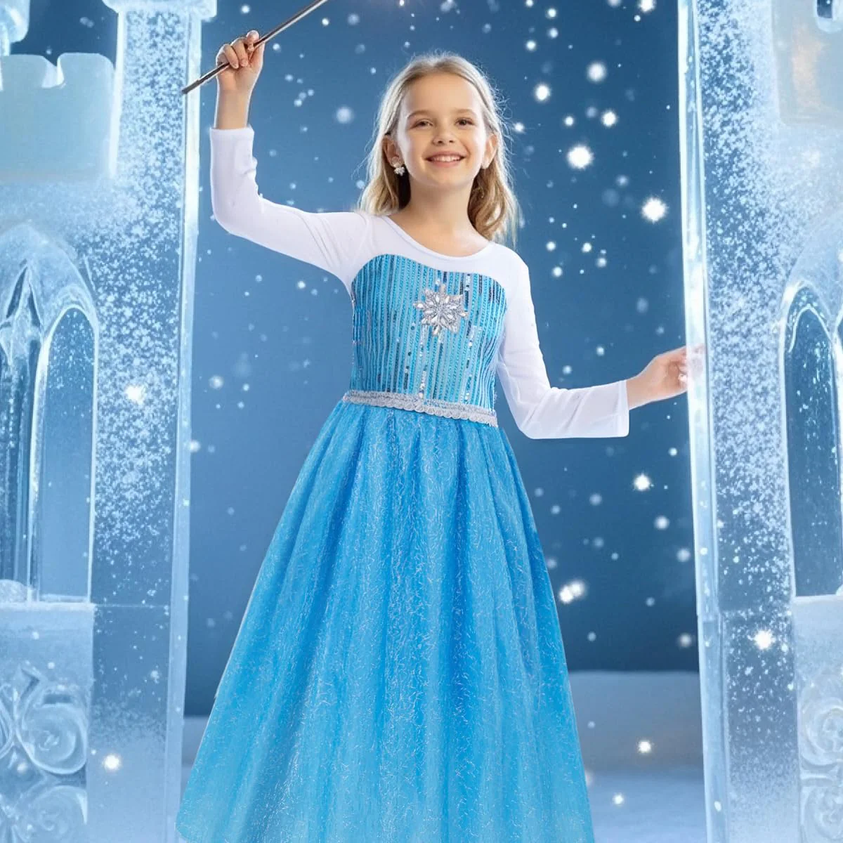 Meland Princess Dress Up for Girls – Light Up Halloween Costume for Girls Age 3-10, Princess Toys for Christmas Birthday Gift(M,5-6 Years) - Image 3