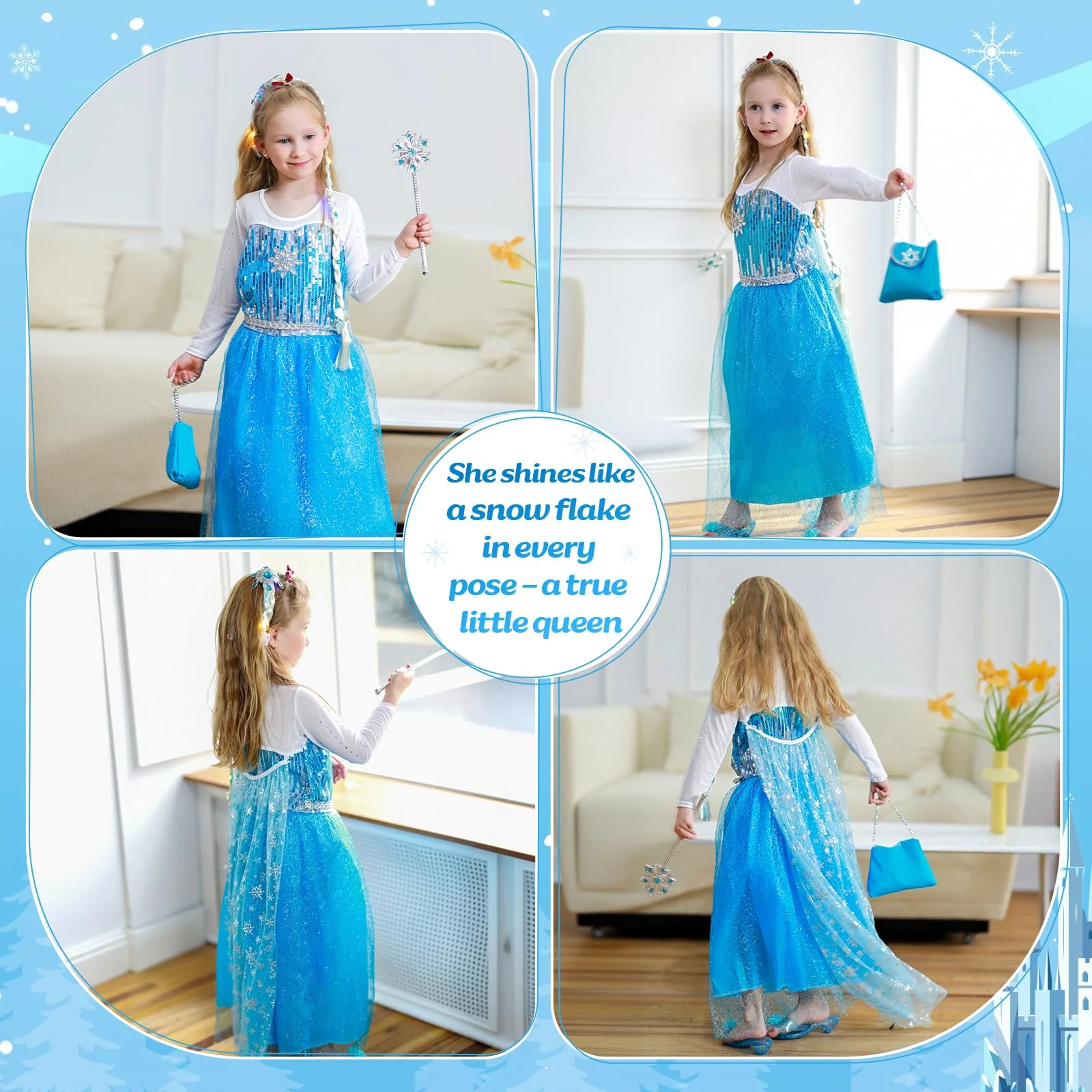 Meland Princess Dress Up for Girls – Light Up Halloween Costume for Girls Age 3-10, Princess Toys for Christmas Birthday Gift(M,5-6 Years) - Image 8