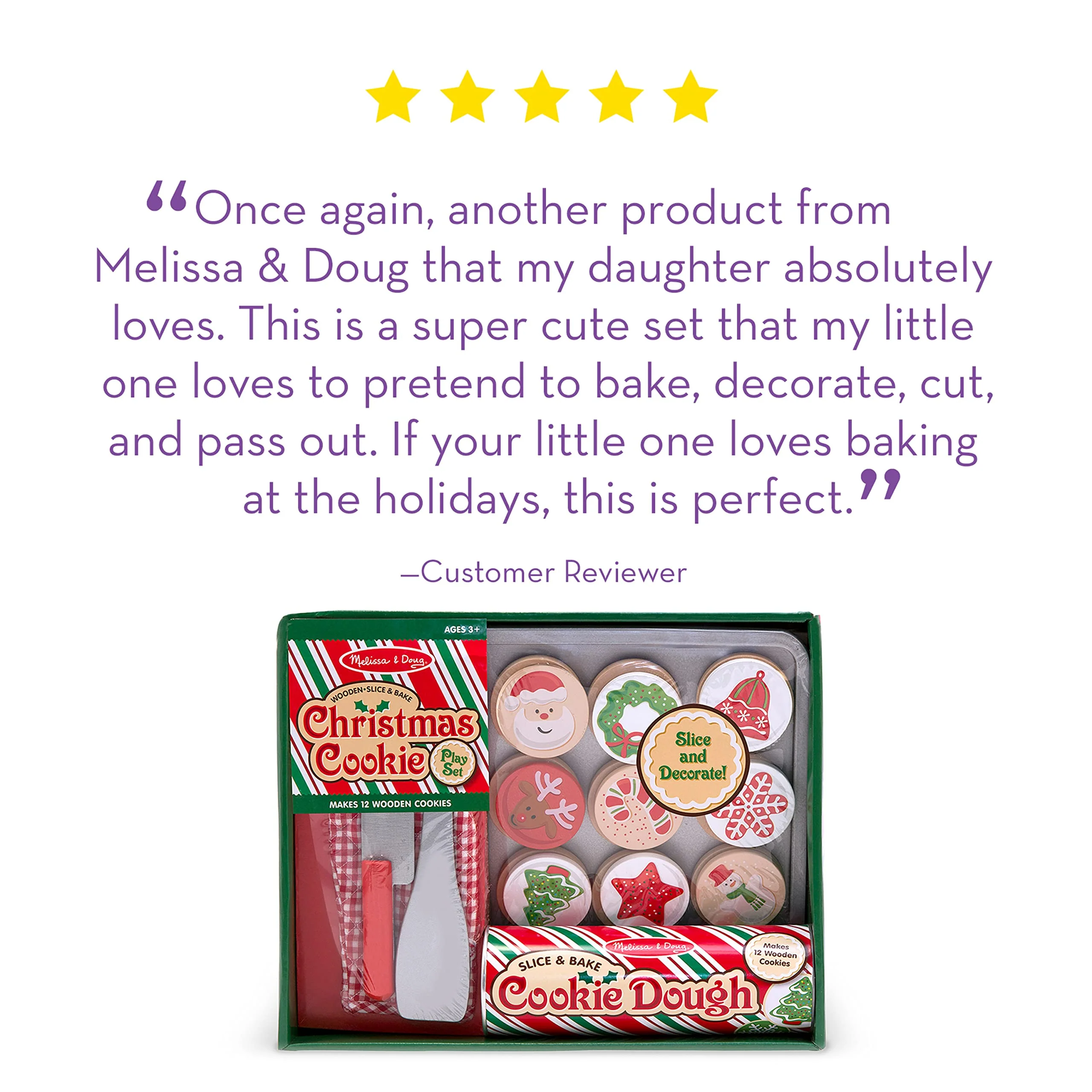Melissa & Doug Slice and Bake Wooden Christmas Cookie Play Food Set - Image 5