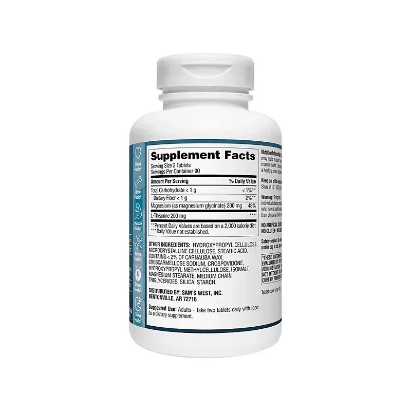 Member's Mark Magnesium Glycinate with L-Theanine Tablets, 180 ct. - Image 3