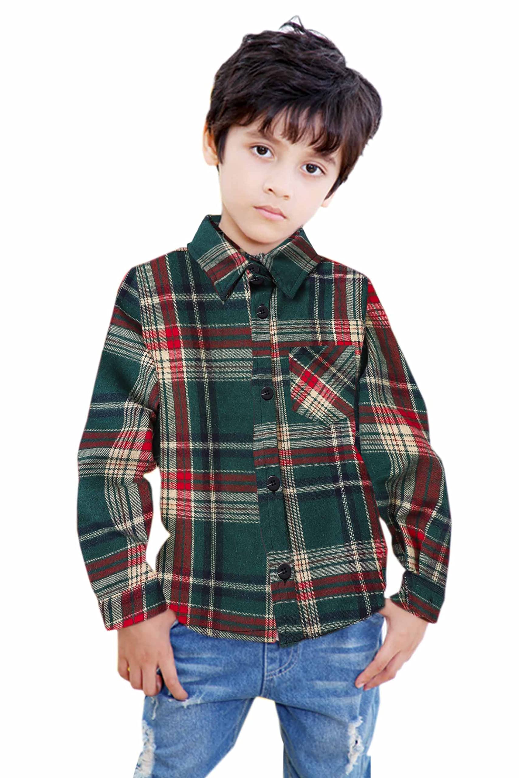 Mens Plaid Shirts Casual Long Sleeve Button Down Plaid Shirt Dad and Son Matching Shirts Christmas Green Plaid, 2XL - Image 3