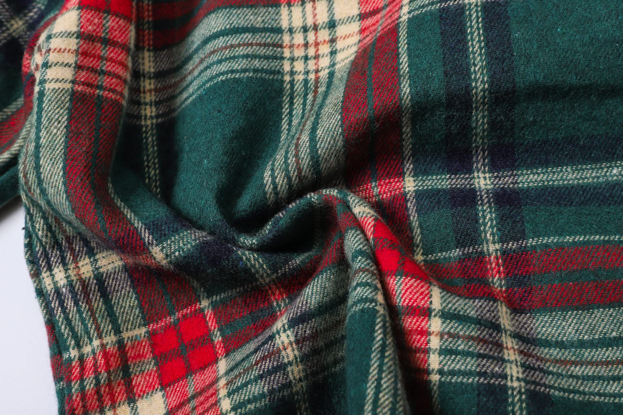 Mens Plaid Shirts Casual Long Sleeve Button Down Plaid Shirt Dad and Son Matching Shirts Christmas Green Plaid, 2XL - Image 4