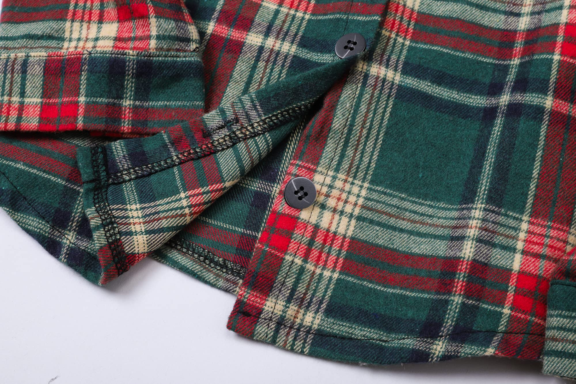 Mens Plaid Shirts Casual Long Sleeve Button Down Plaid Shirt Dad and Son Matching Shirts Christmas Green Plaid, 2XL - Image 5