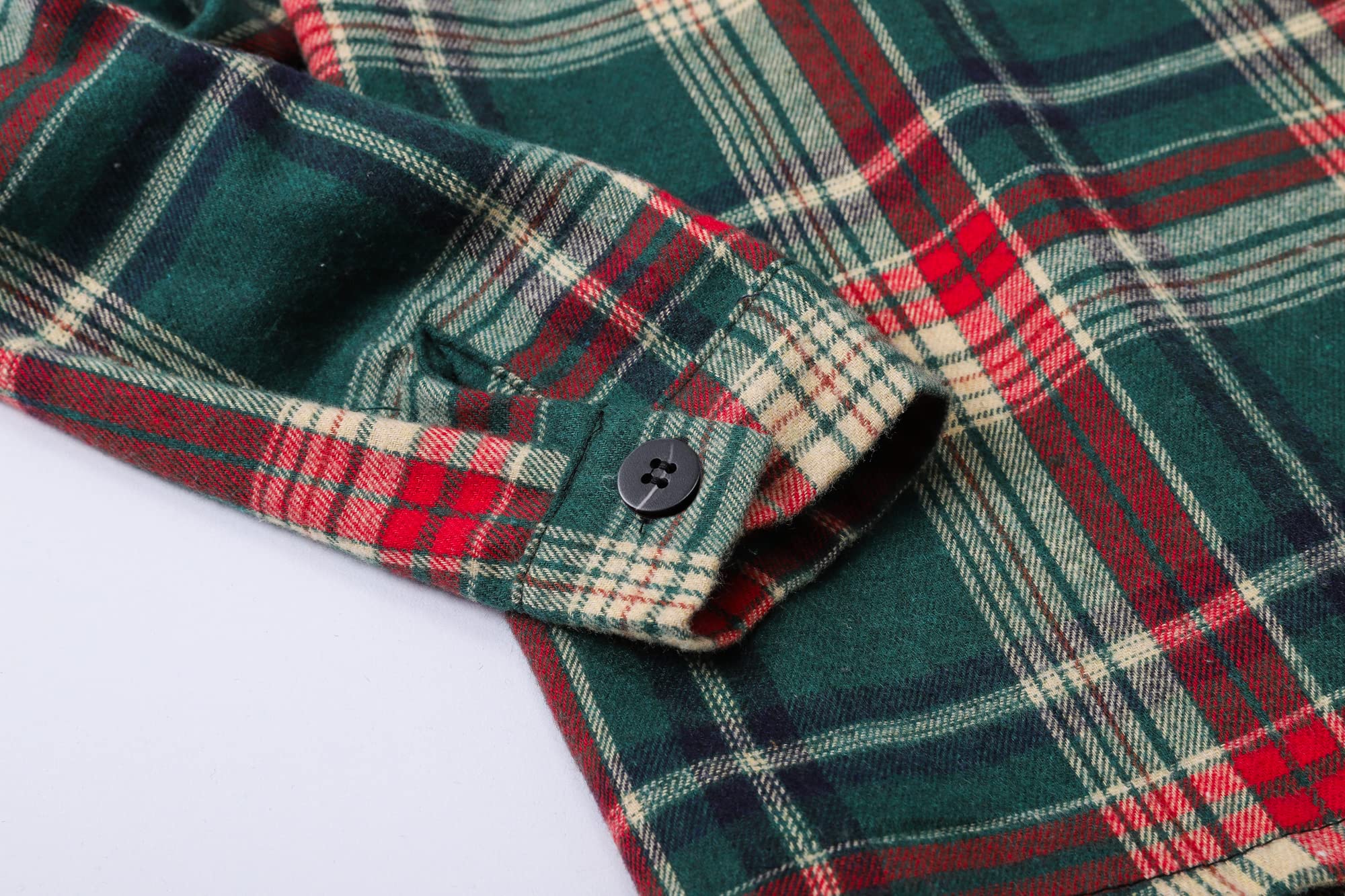 Mens Plaid Shirts Casual Long Sleeve Button Down Plaid Shirt Dad and Son Matching Shirts Christmas Green Plaid, 2XL - Image 6