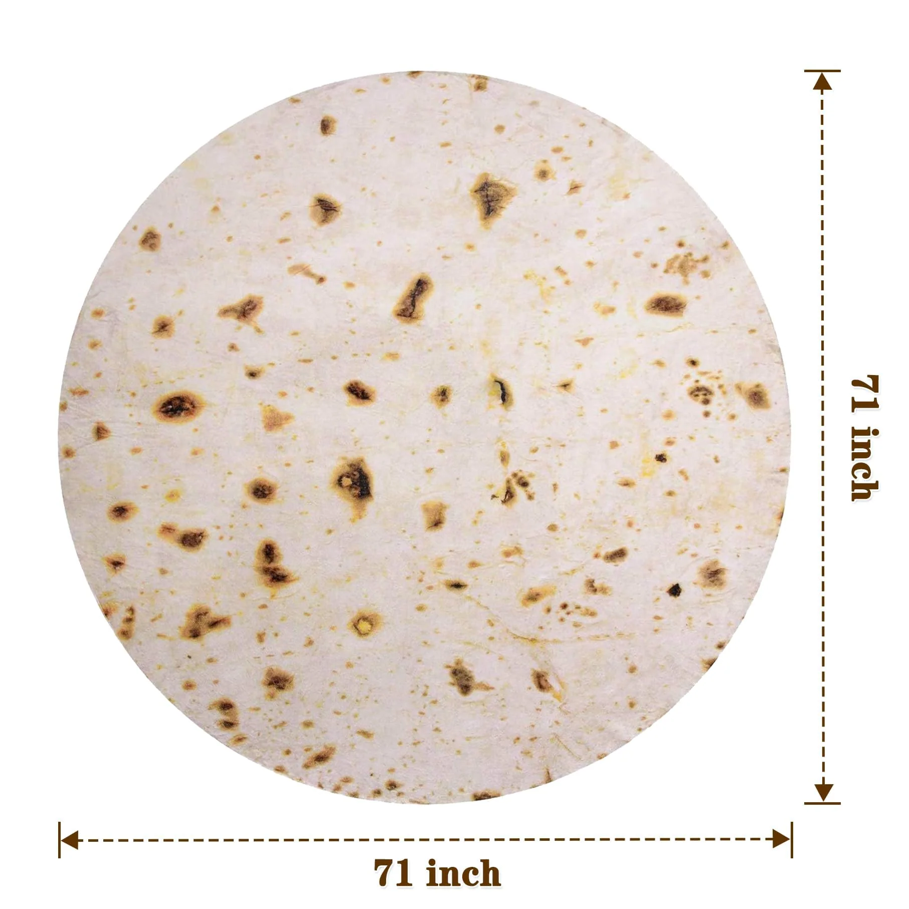 Mermaker Burrito Tortilla Taco Blanket 71 inches for Adult Kids, Realistic Tortilla Throw Blanket Funny Gifts for Women Men Teen Boy Girl, Soft Flannel Food Blanket for Christmas Birthday Gifts-Yellow - Image 2