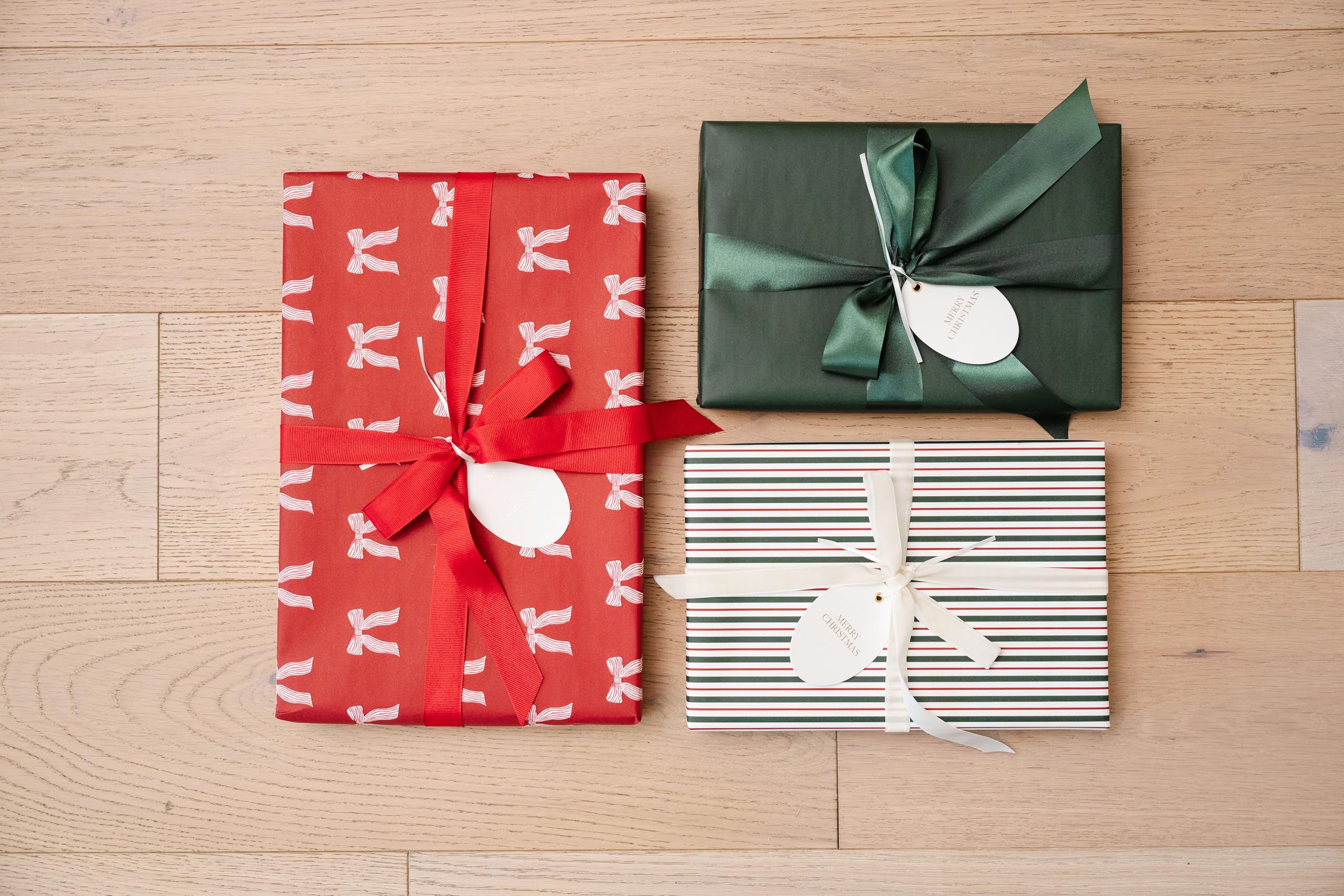 Merry Market Christmas Wrapping Paper Rolls, Premium Matte Gift Wrap, 30” x 168” Large Roll, Bows Stripes Design, Holiday Gift Wrapping - Image 4