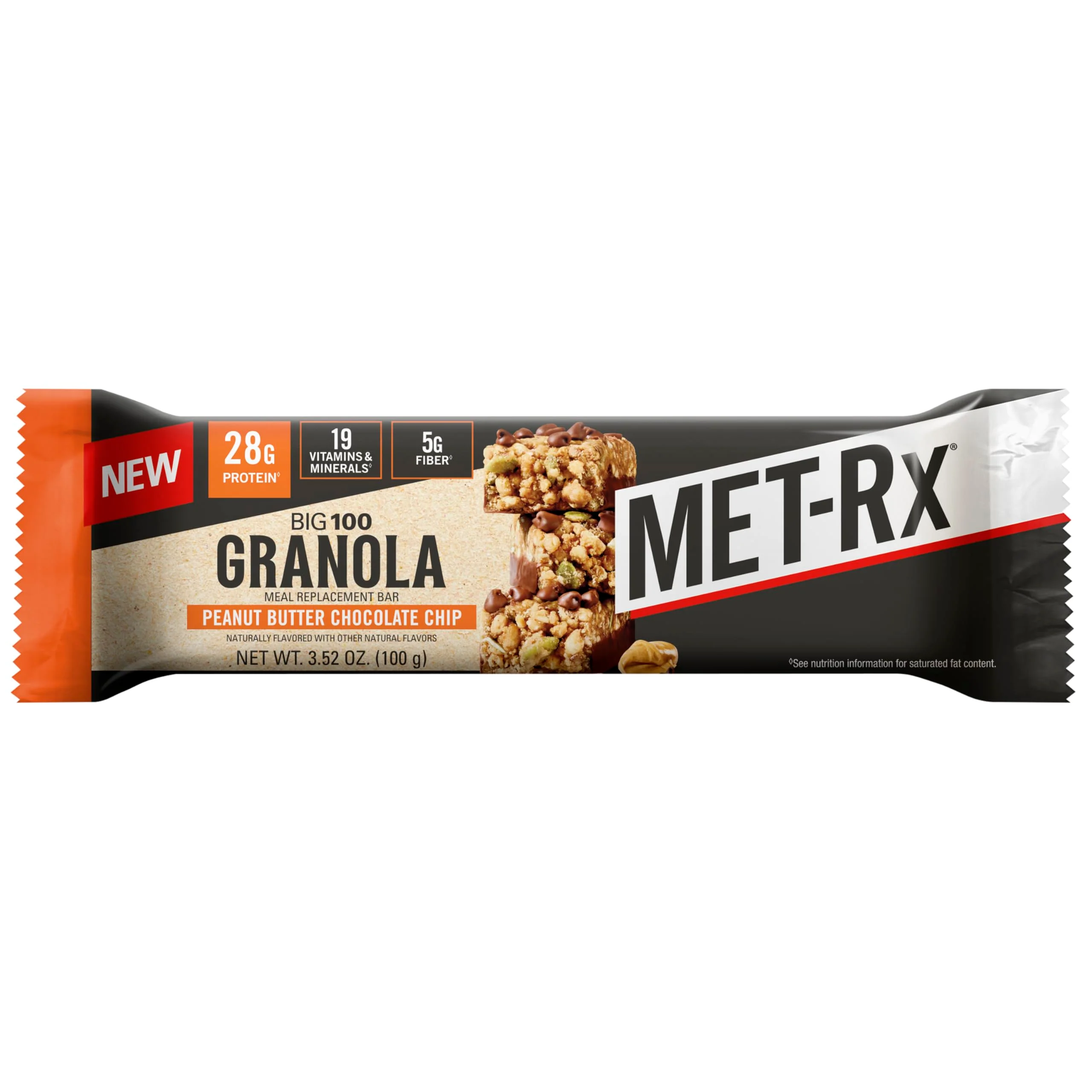 MET-Rx Big 100 Granola Protein Bar, Meal Replacement Bar, 32G Protein,Peanut Butter Chocolate Chip, Pack of 9 - Image 5